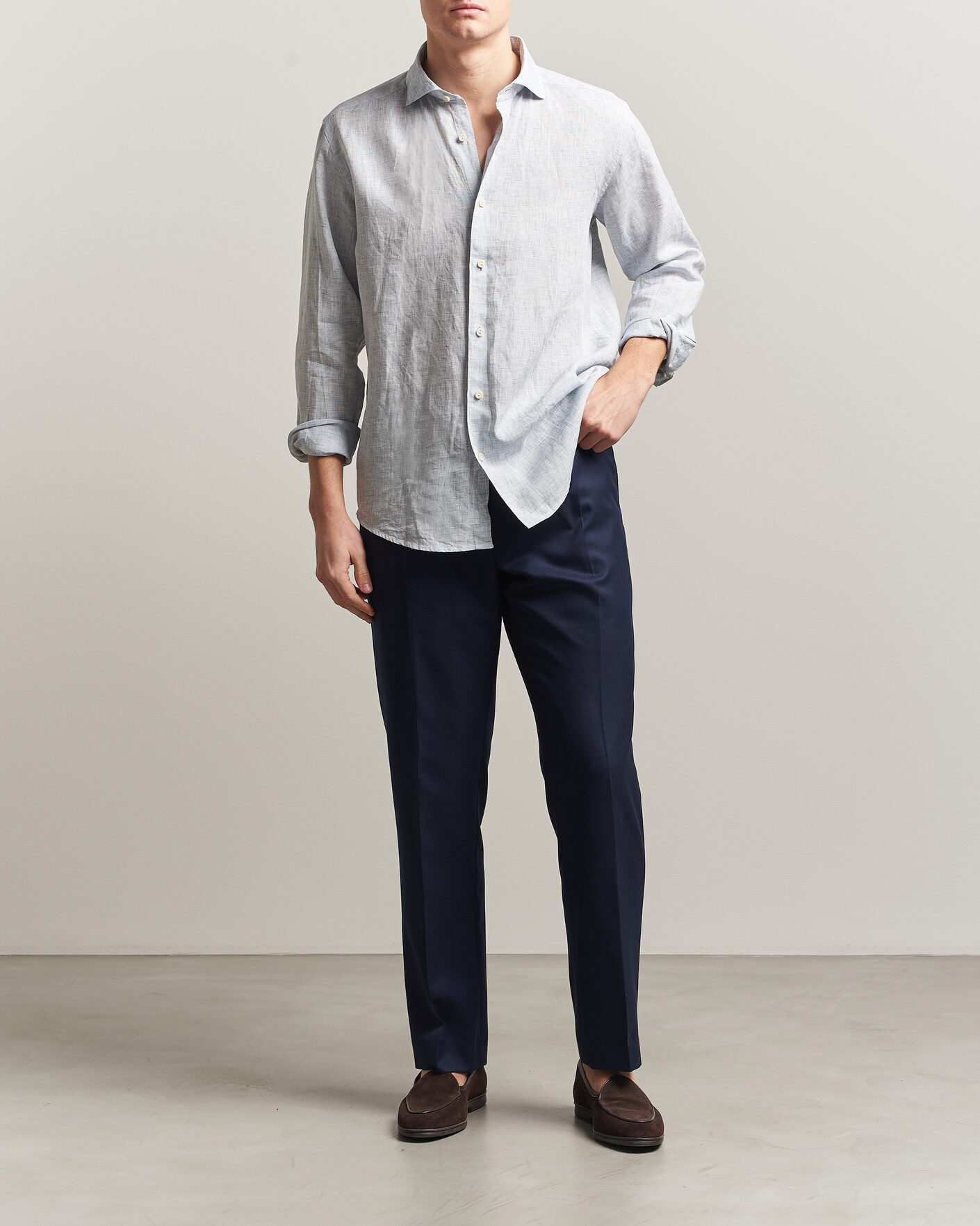 Herren | Hemden | Eton | Casual Fit Linen Shirt Light Blue