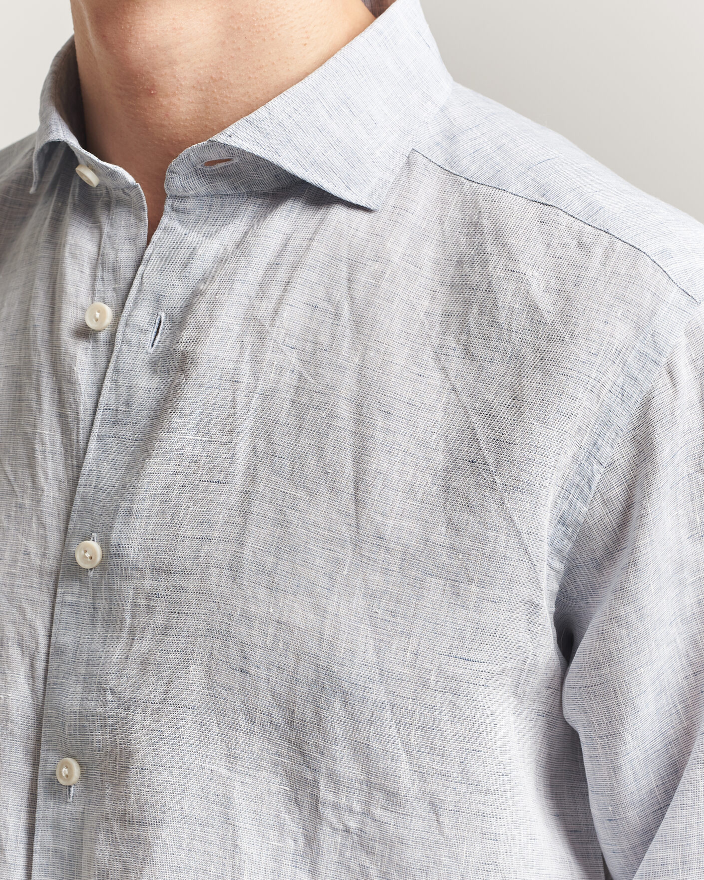 Herren | Hemden | Eton | Casual Fit Linen Shirt Light Blue