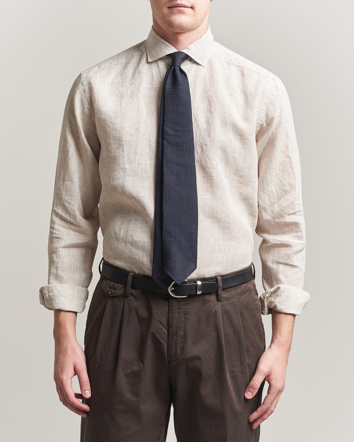 Herren | Hemden | Eton | Casual Fit Linen Shirt Beige