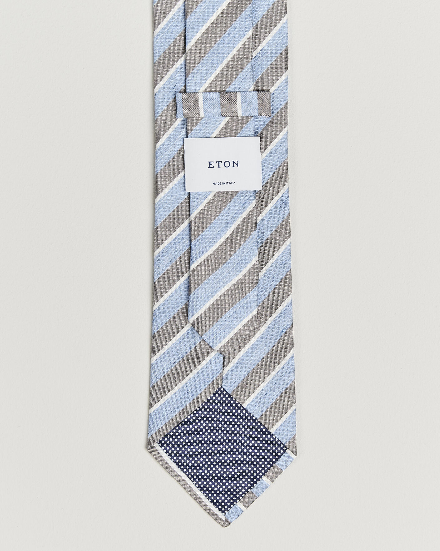 Herren | Krawatten | Eton | Striped Linen Silk Tie Brown/Blue