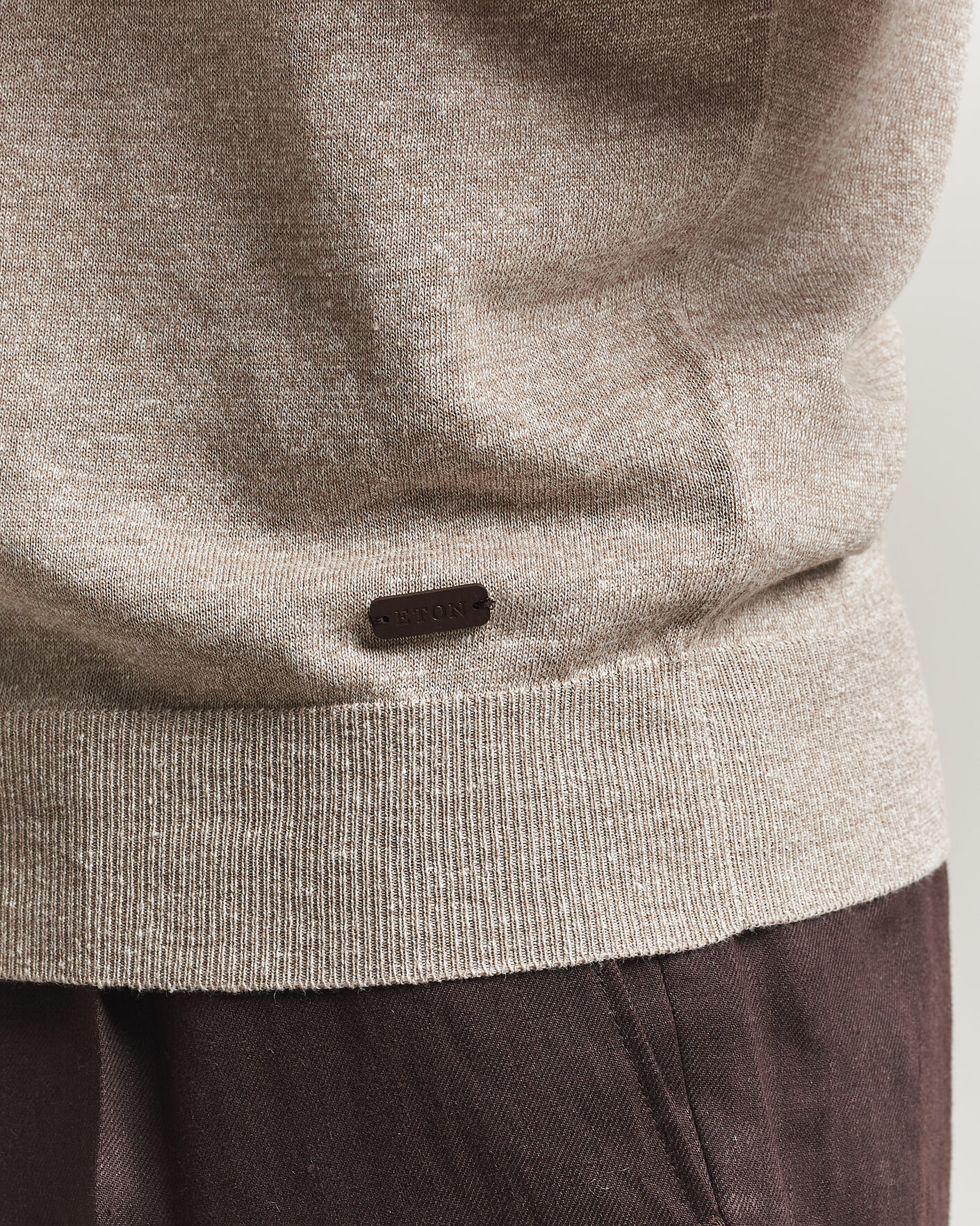 Herren | Poloshirts | Eton | Cotton Linen Fine Knit Polo Beige