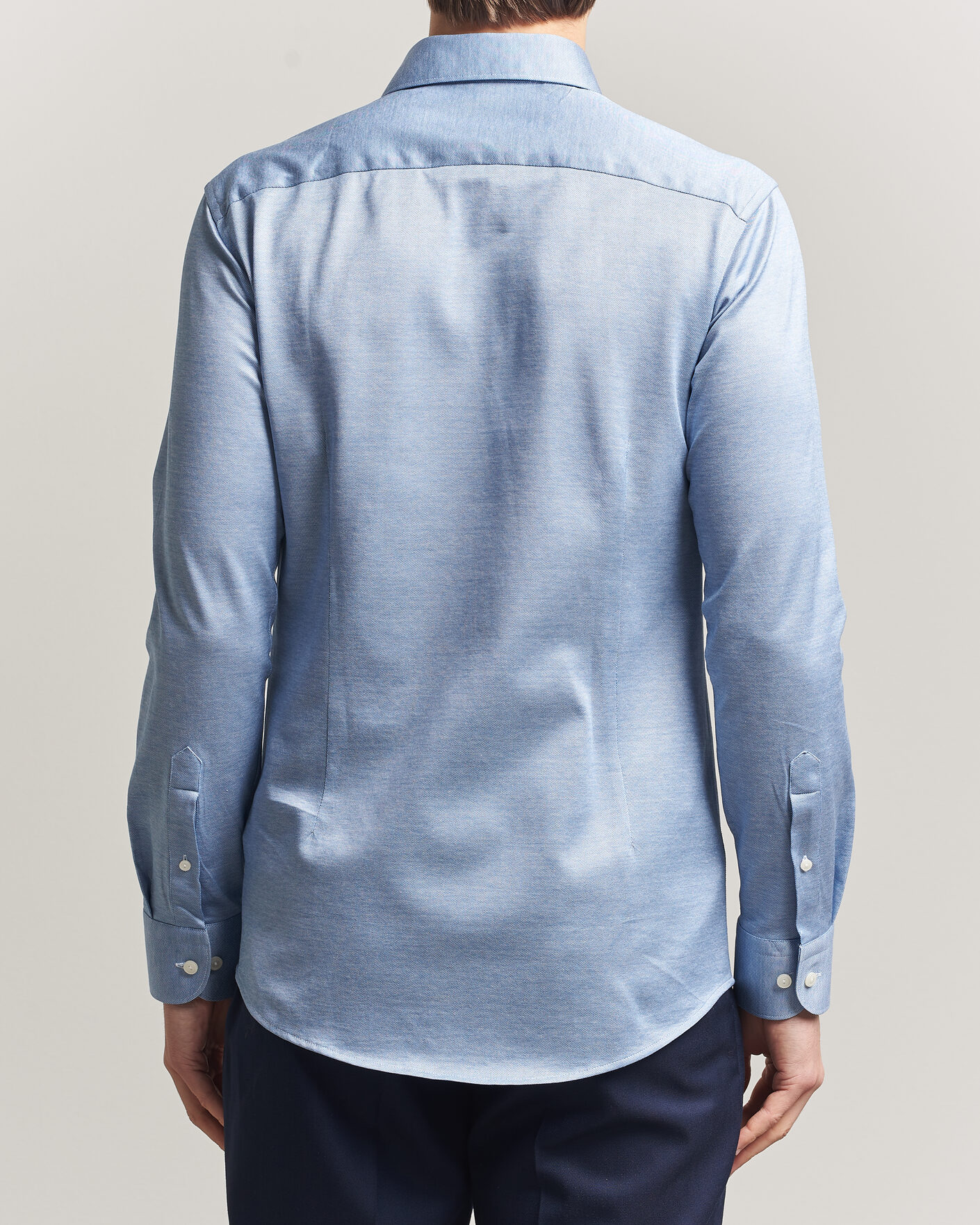 Herren | Hemden | Eton | Filo di Scozia Knitted Shirt Light Blue