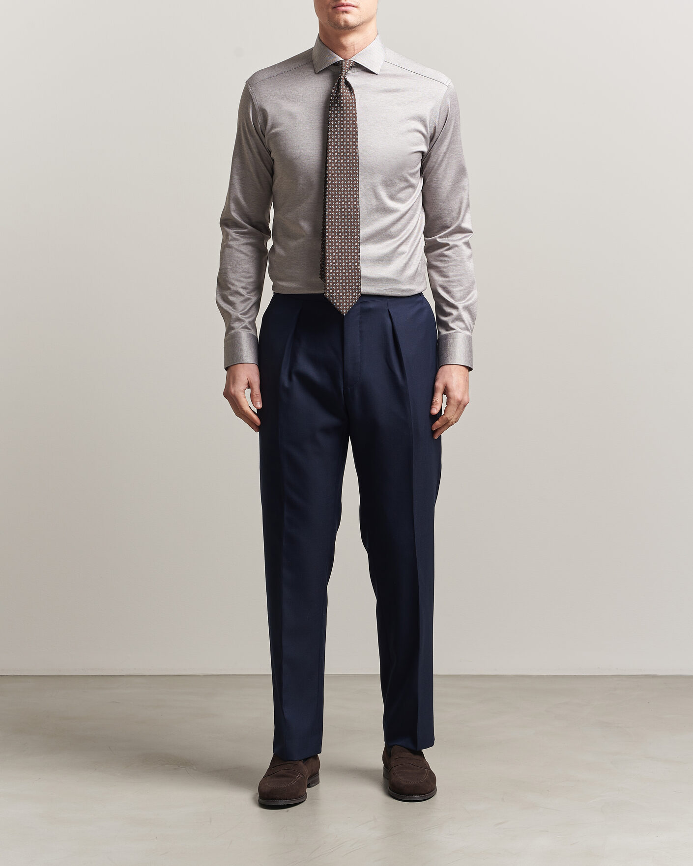 Herren | Hemden | Eton | Filo di Scozia Knitted Shirt Brown