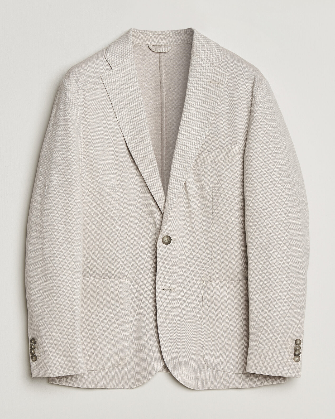 Herren | Sakkos | Eton | Linen Jersey Herringbone Blazer Beige