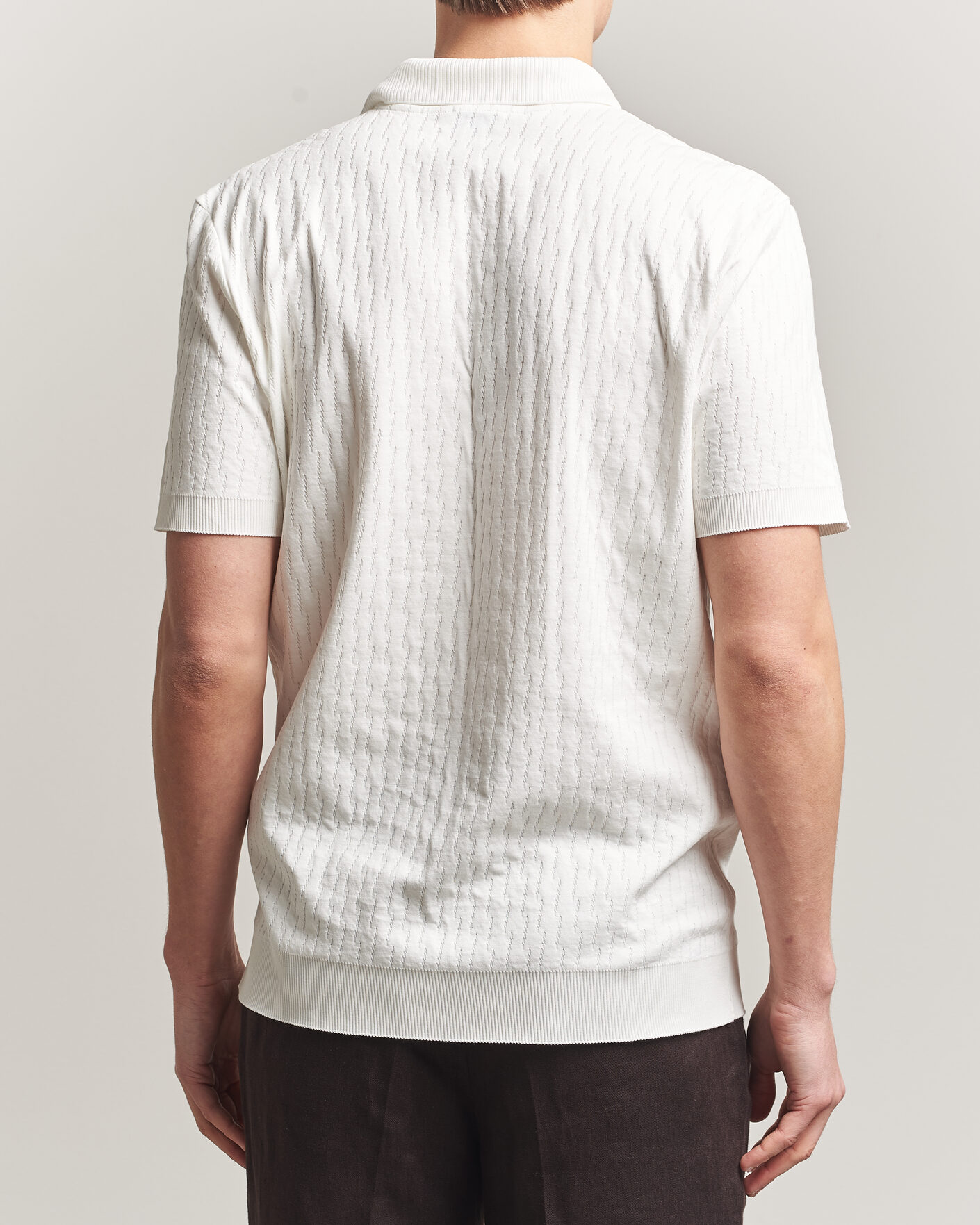 Herren | Poloshirts | Eton | Open Collar Jacquard Polo Off White