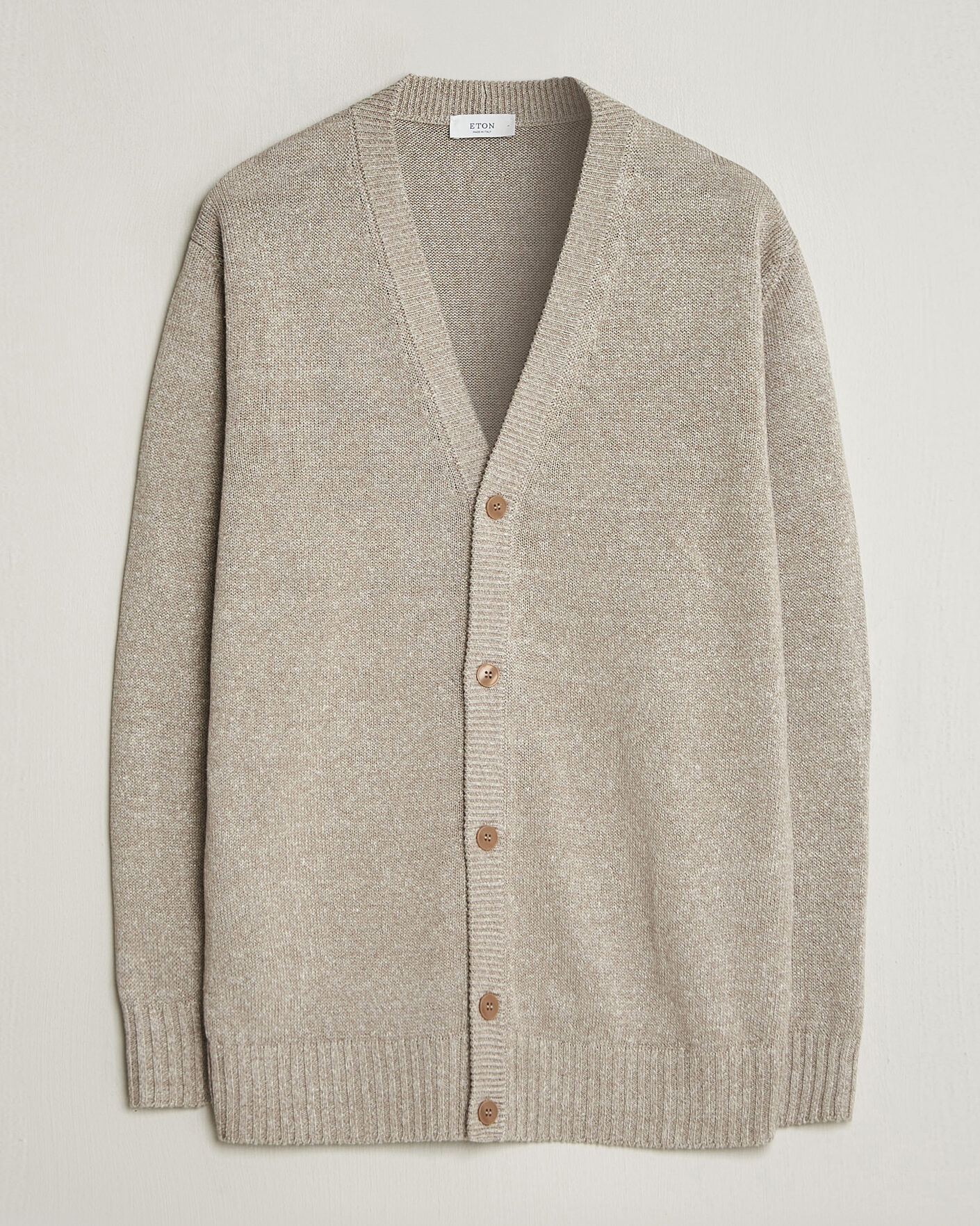Herren | Pullover | Eton | Cotton Linen Knitted Cardigan Beige