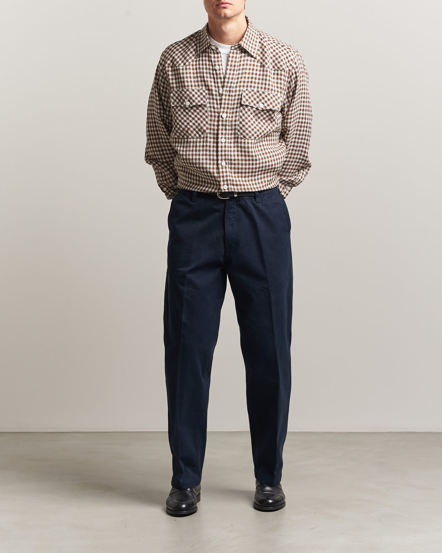 Herren | Hosen | Drake's | Peached Flat Front Cotton Chino Navy