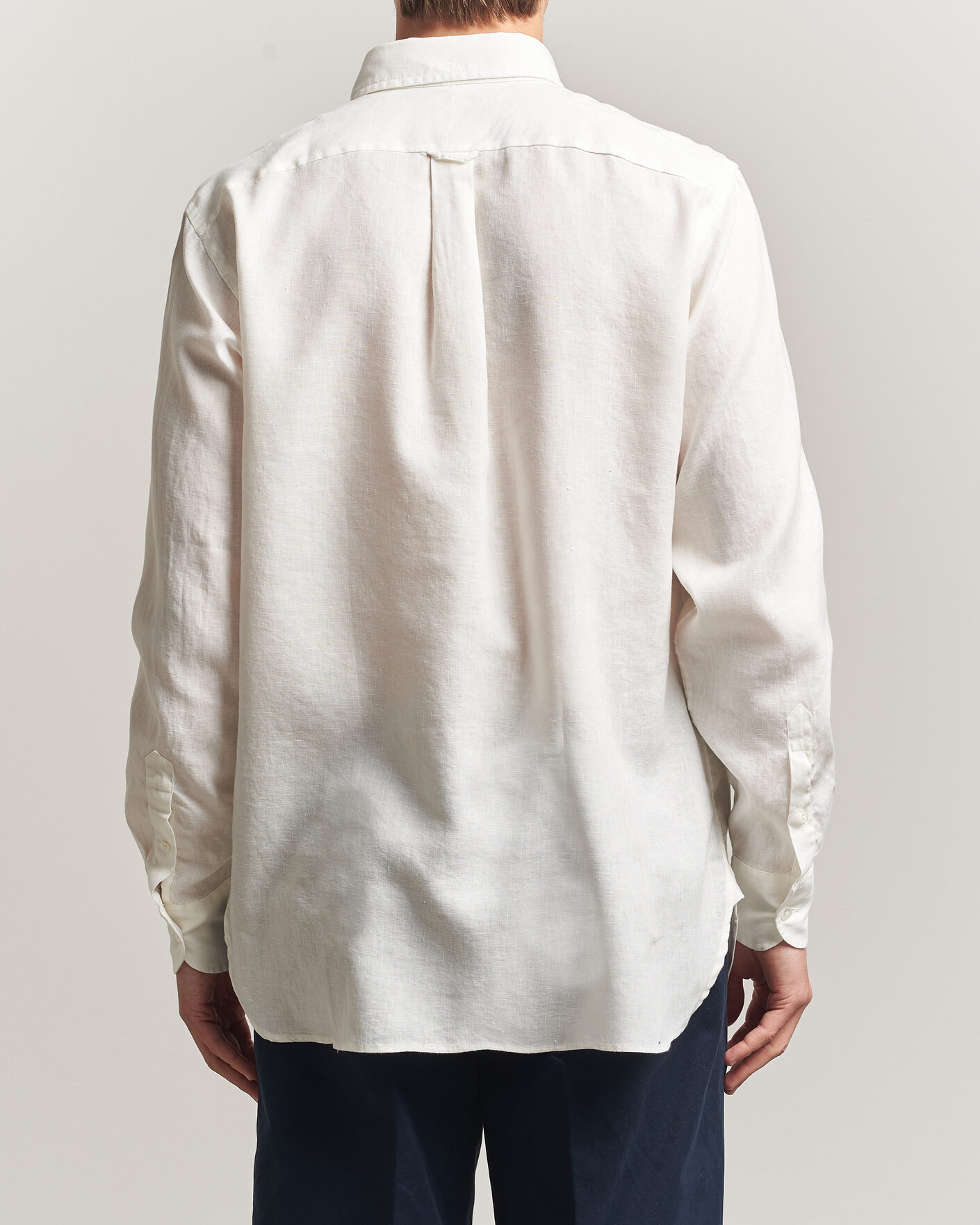 Herren | Hemden | Drake's | Linen Button Down Curved Pocket Shirt White