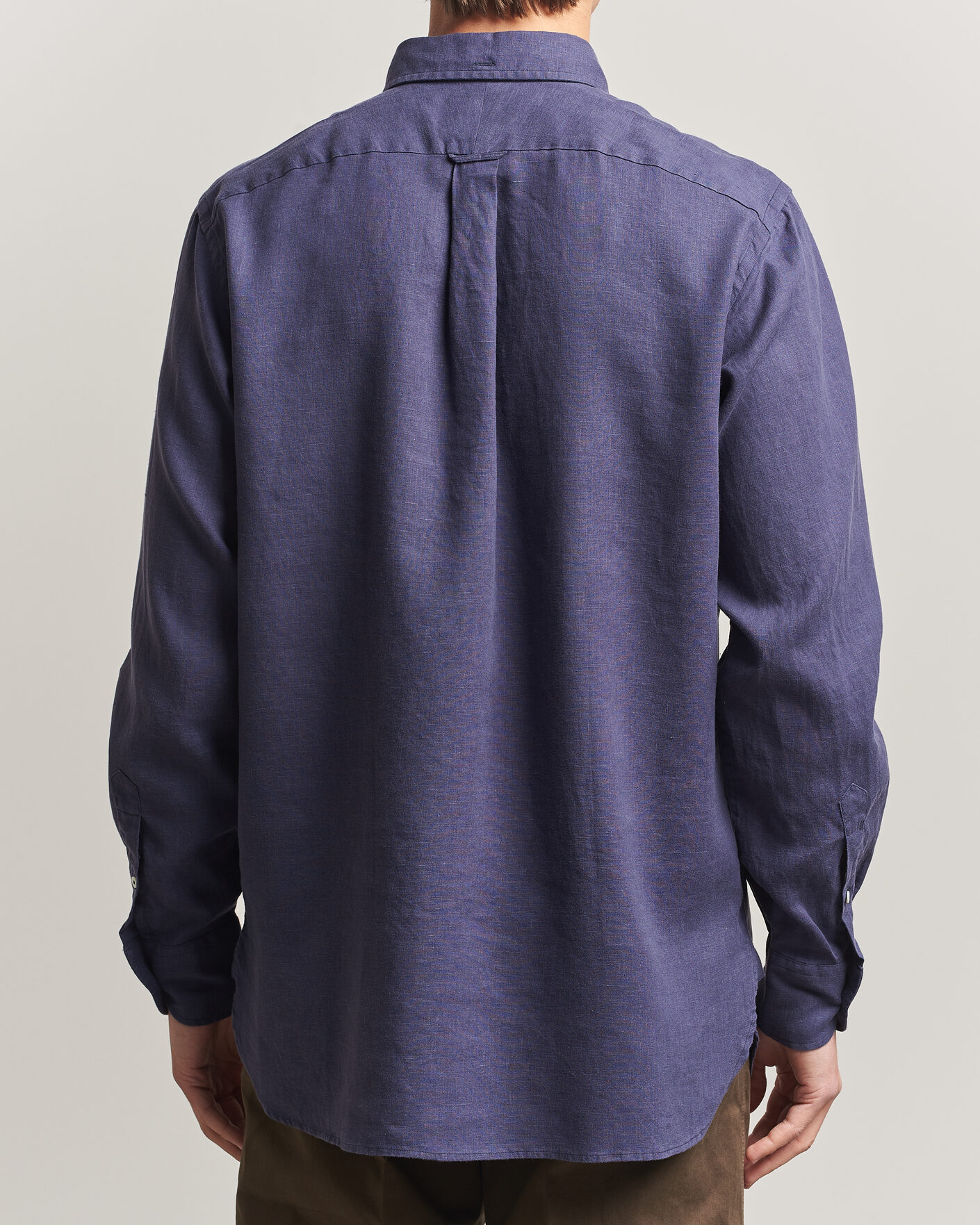 Herren | Hemden | Drake's | Linen Button Down Curved Pocket Shirt Navy
