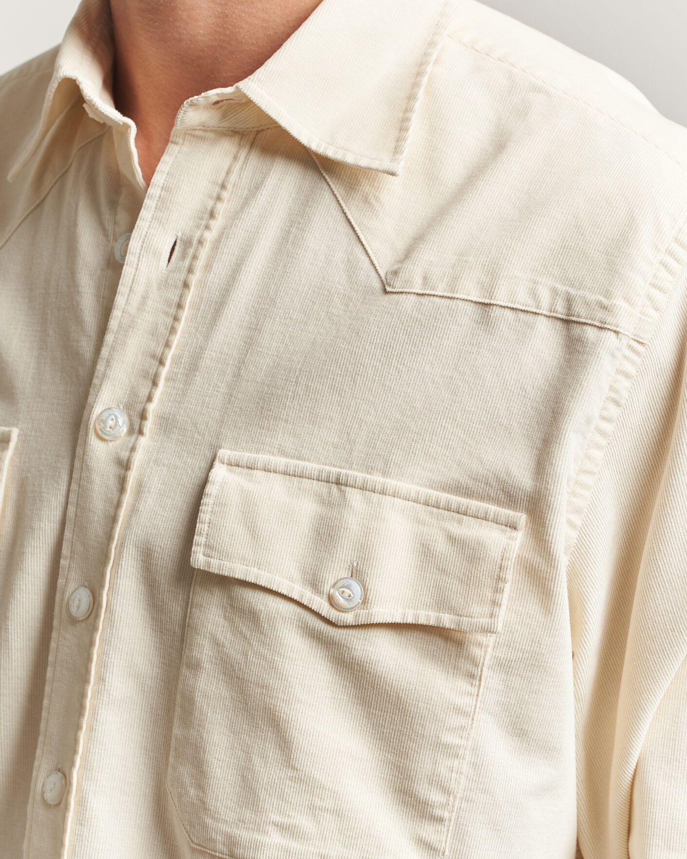 Herren | Hemden | Drake's | Needlecord Western Shirt White