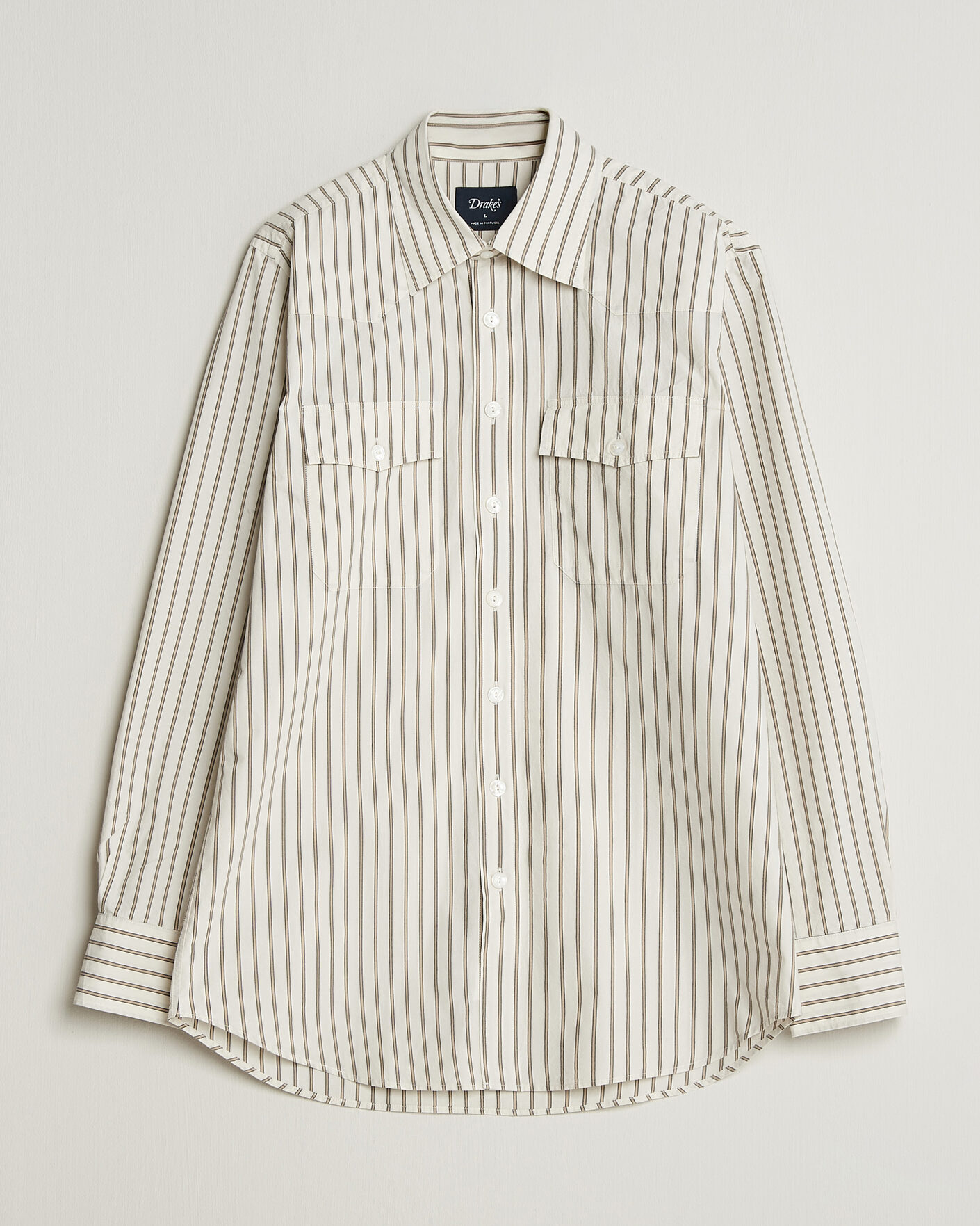 Herren | Hemden | Drake's | Striped Western Shirt White
