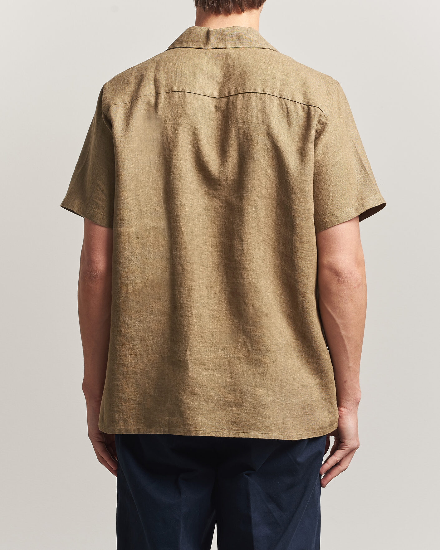 Herren | Hemden | Drake's | Military Short Sleeve Camp Collar Shirt Khaki