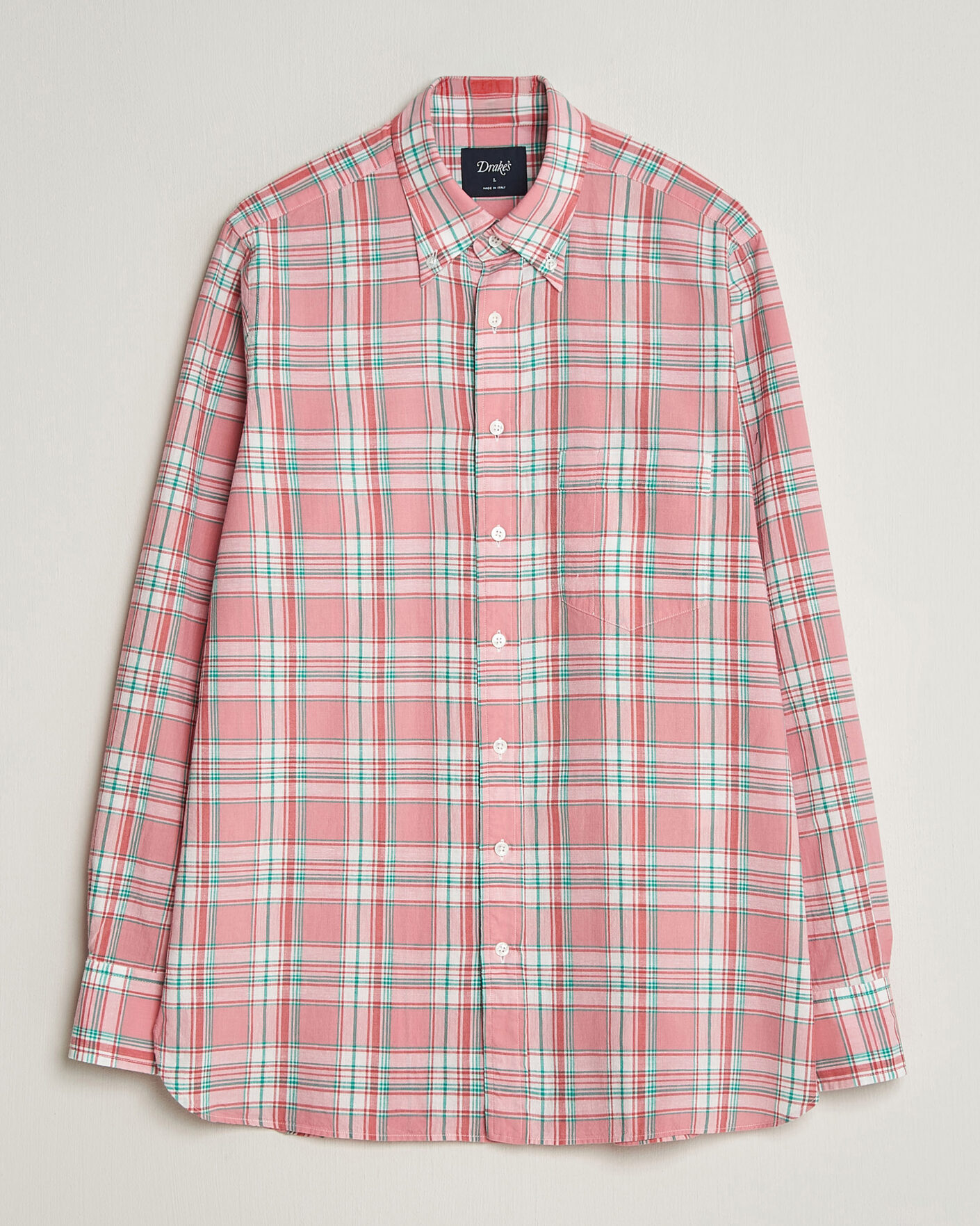 Herren | Hemden | Drake's | Madrass Checked Button Down Shirt Pink