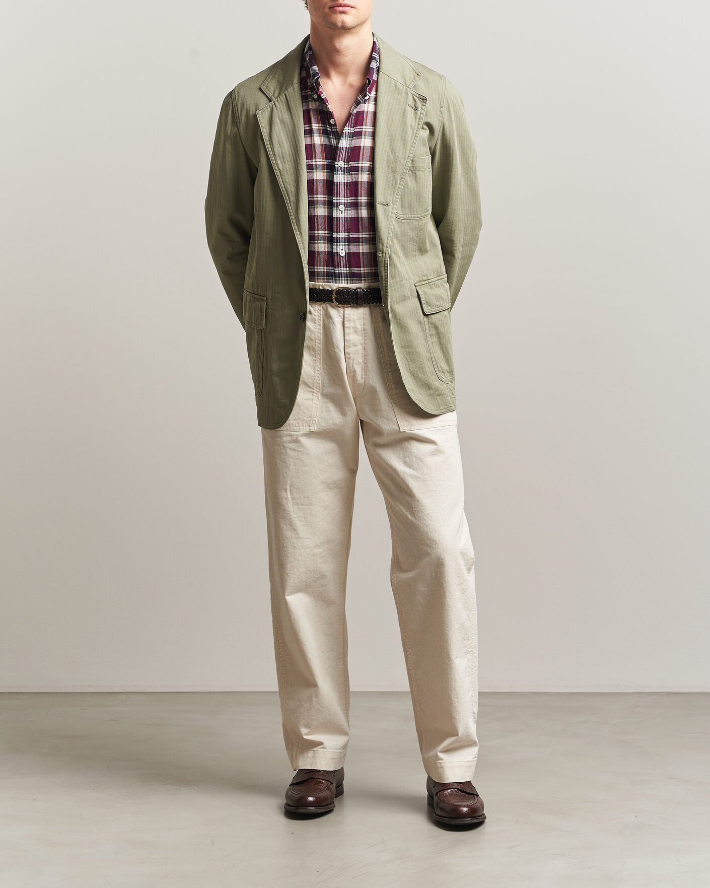 Herren | Sakkos | Drake's | MKI Herringbone Games Blazer Olive