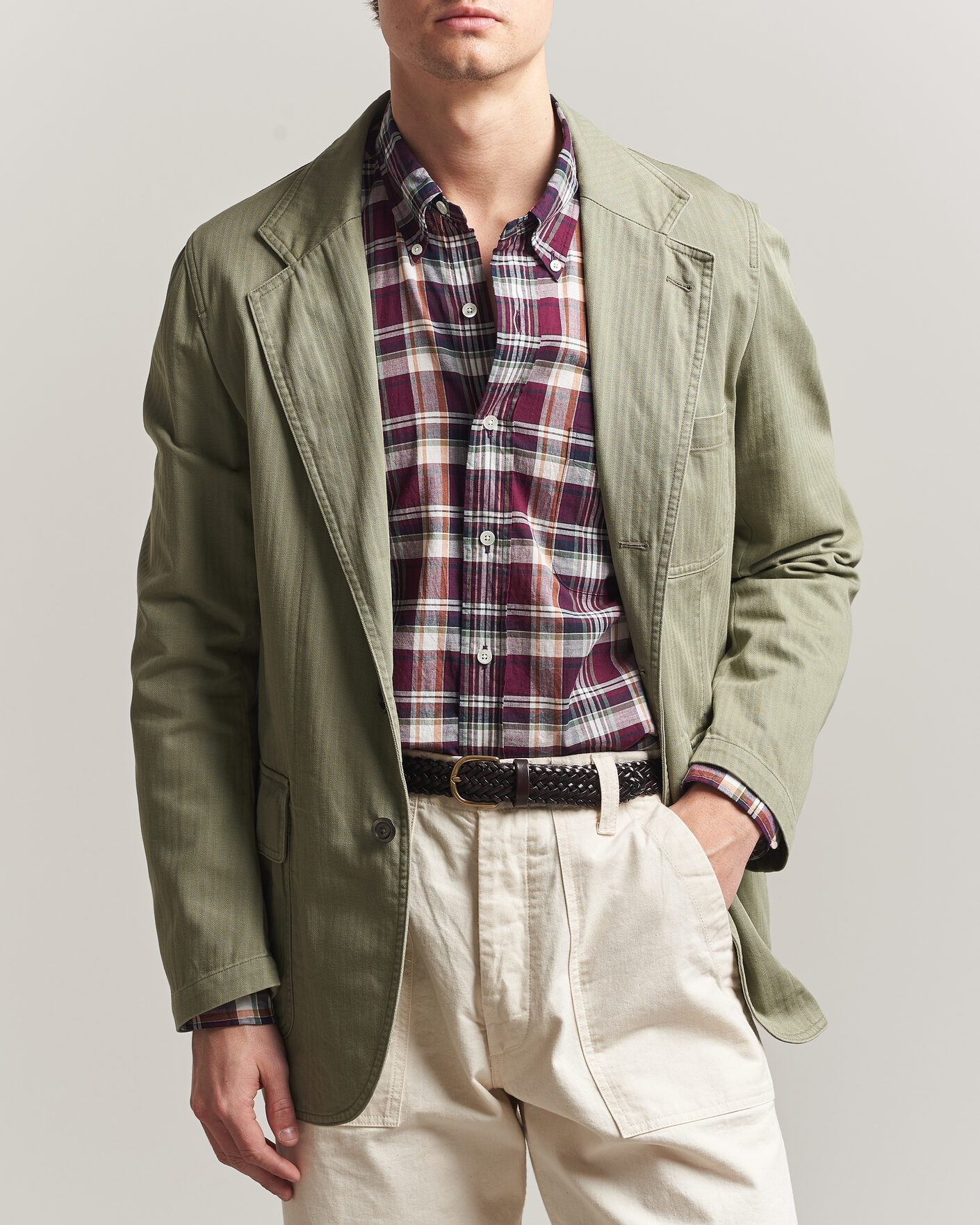 Herren | Sakkos | Drake's | MKI Herringbone Games Blazer Olive