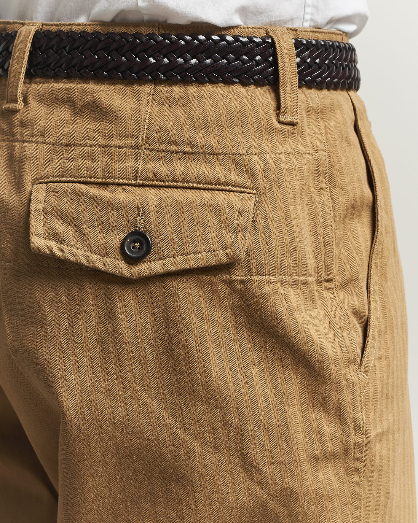 Herren | Hosen | Drake's | Herringbone Wide Leg Chino Khaki