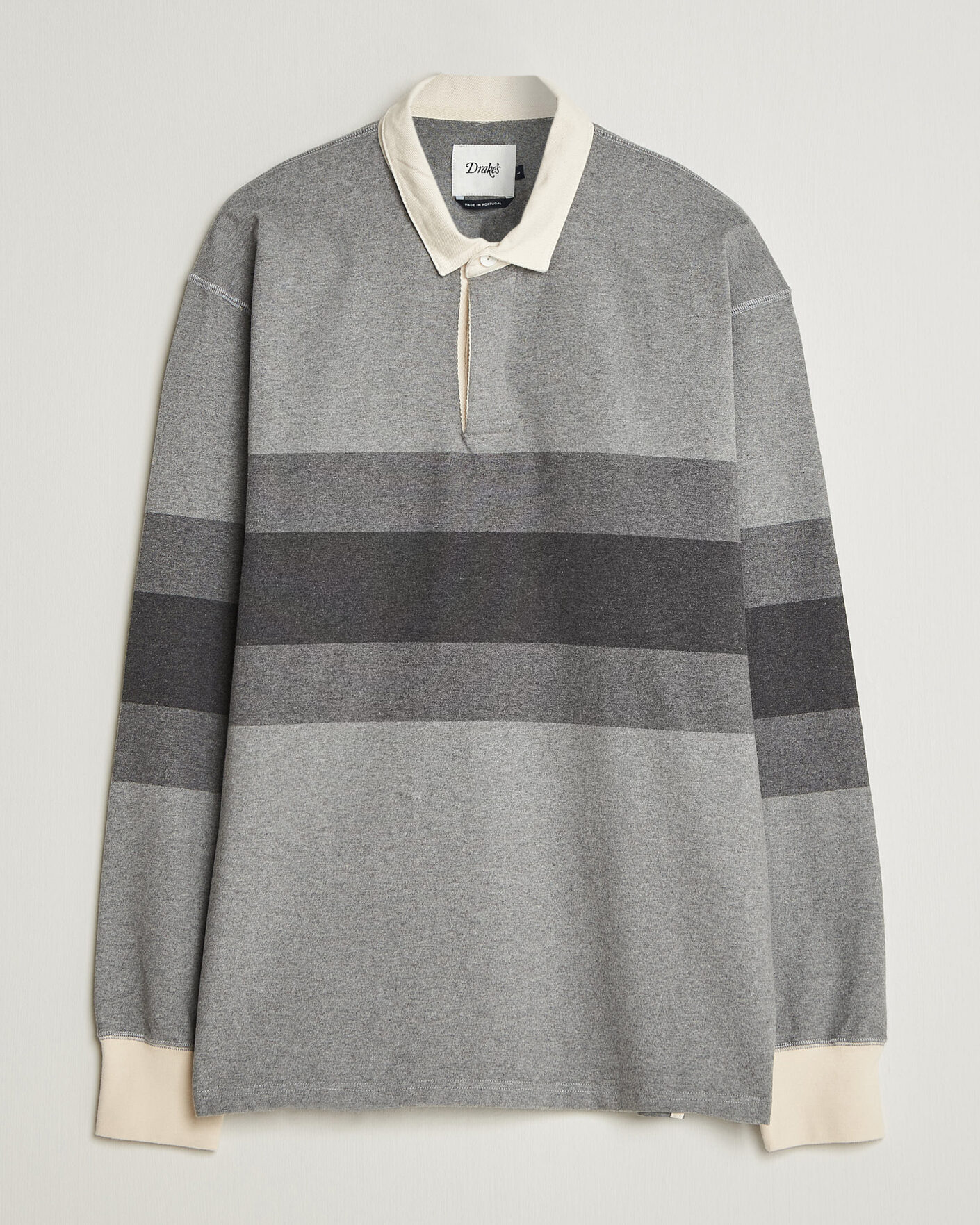Herren | Pullover | Drake's | Melange Stripe Rugby Grey
