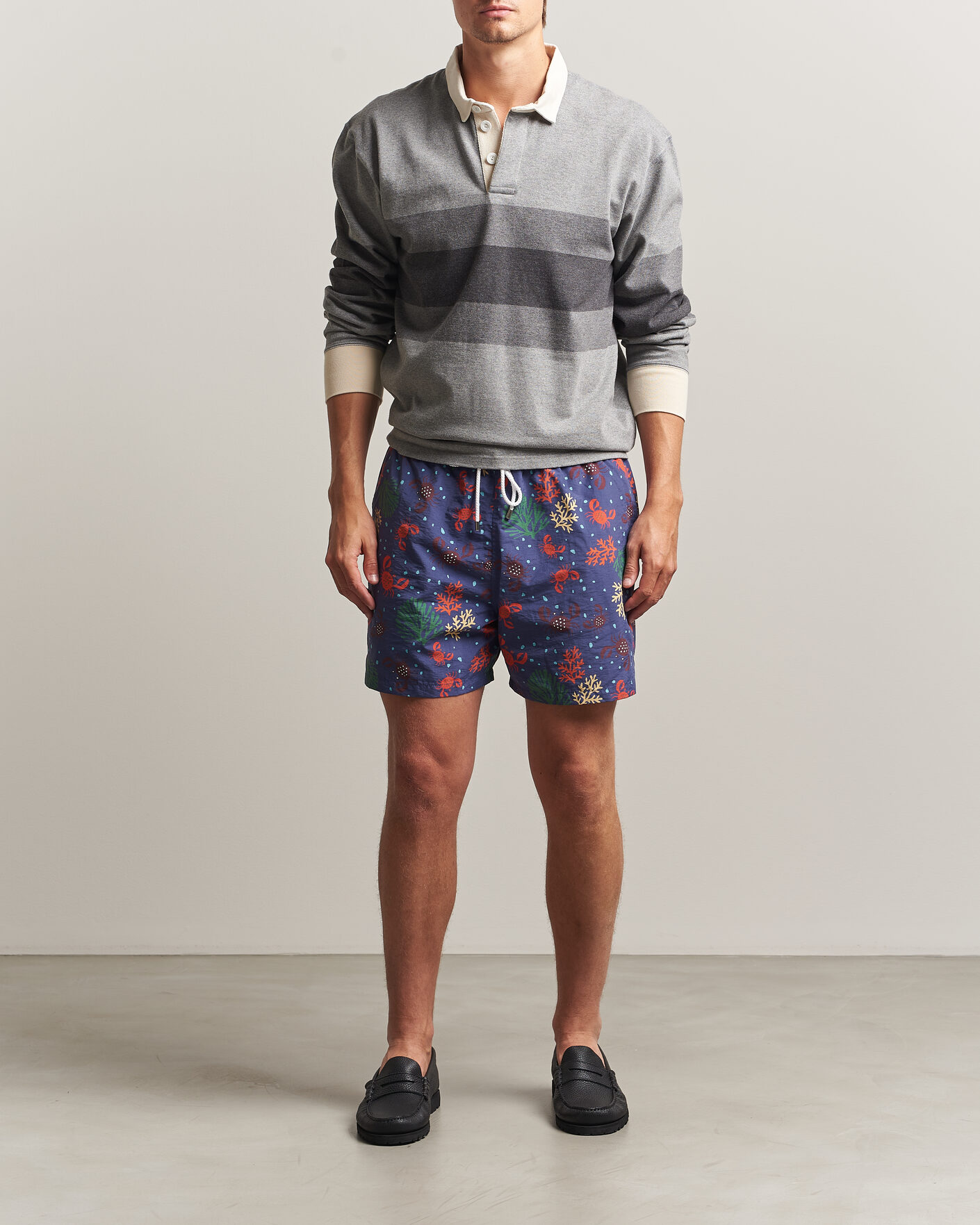Herren | Badehosen | Drake's | Crabs Drawstring Swimshorts Blue