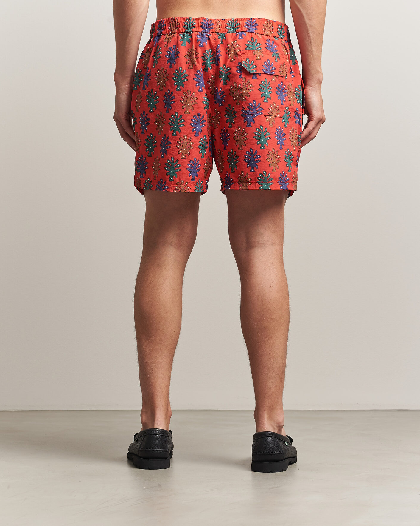 Herren | Badehosen | Drake's | Trees Drawstring Swimshorts Tomato