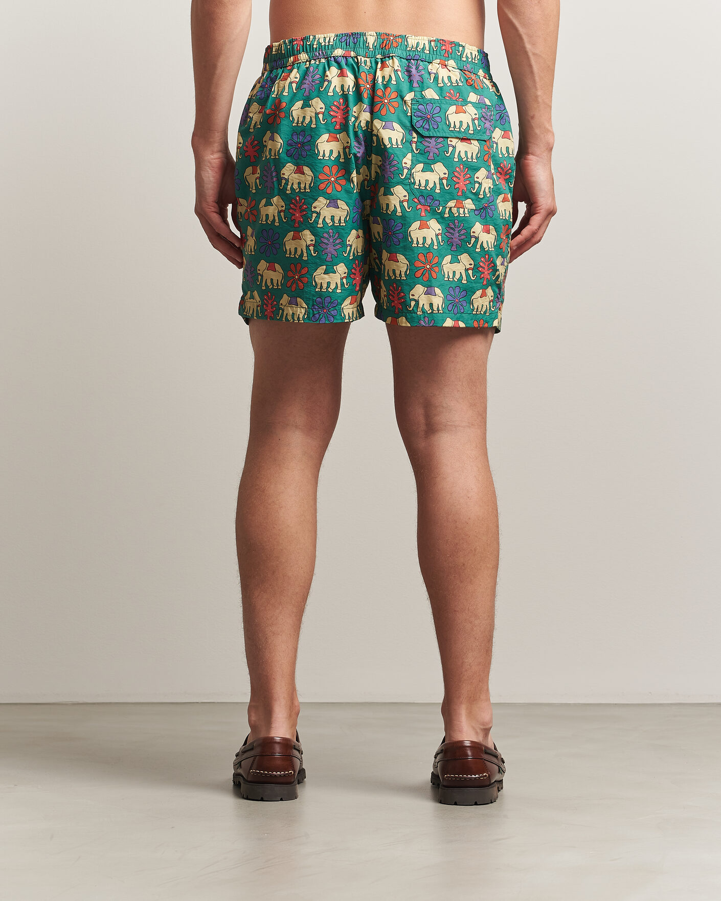 Herren | Badehosen | Drake's | Elephants Drawstring Swimshorts Green