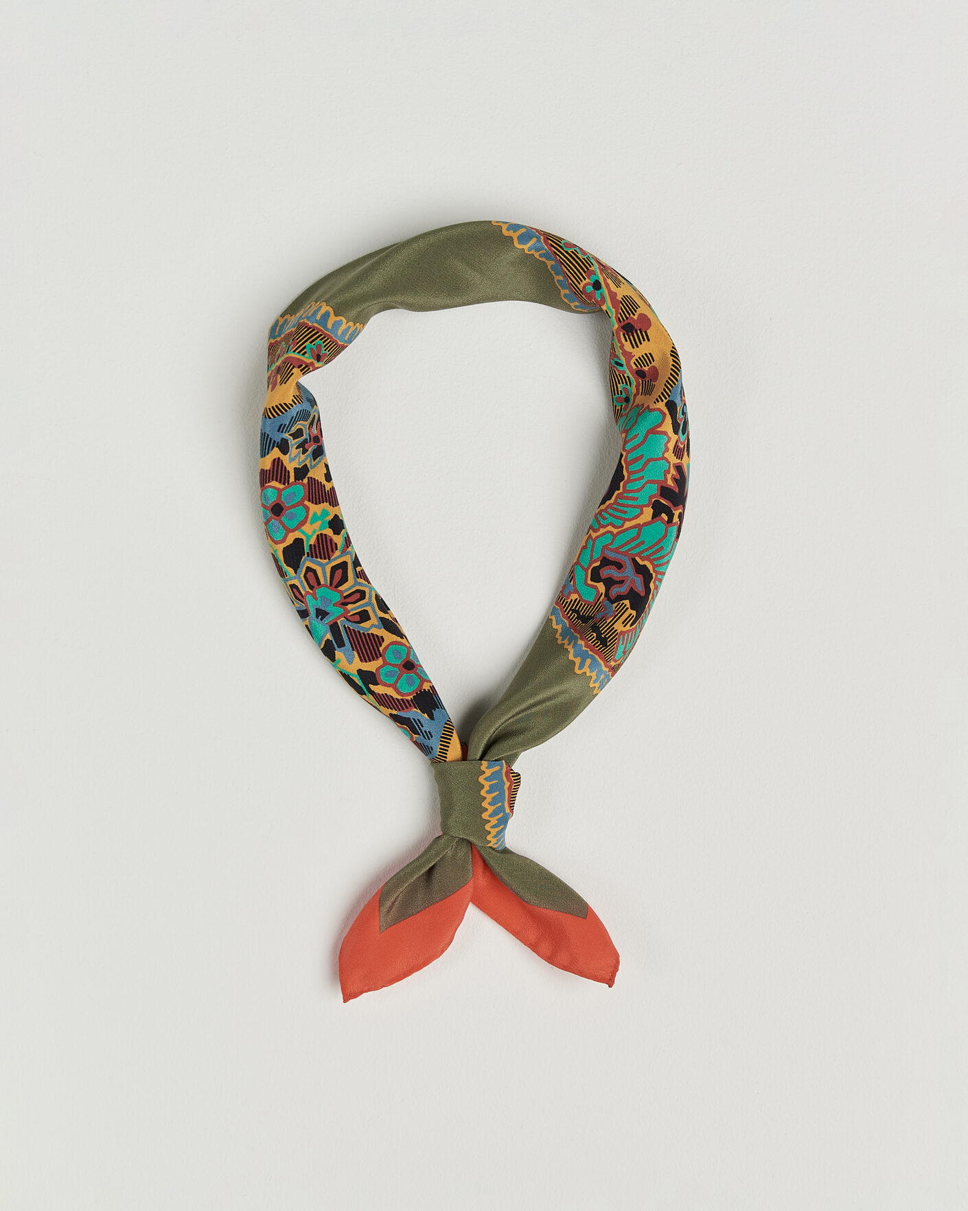 Herren | Tücher | Drake's | Paisley Print Crepe Silk Bandana Olive