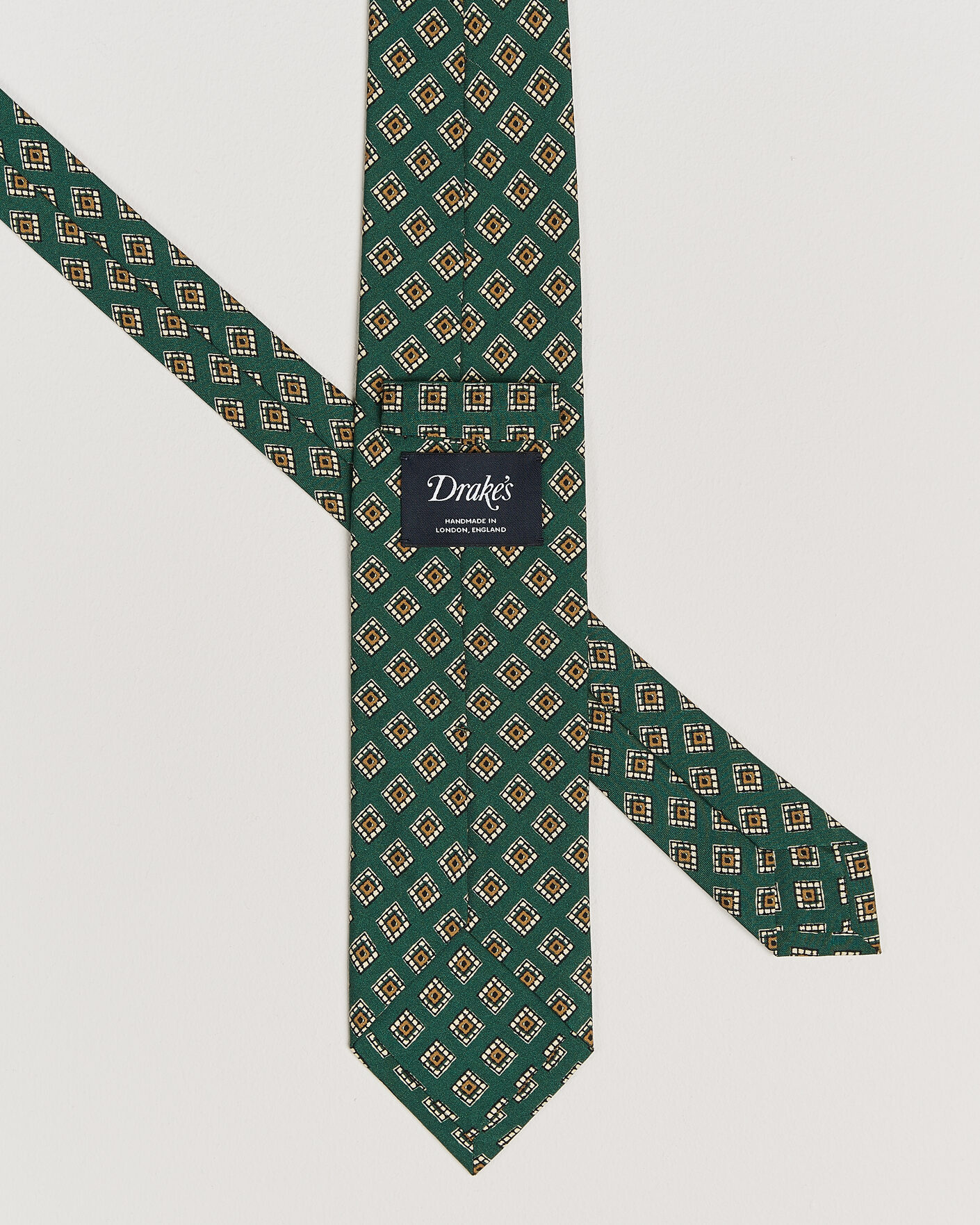 Herren | Krawatten | Drake's | Tile Medallion Habotai Silk Tie Green