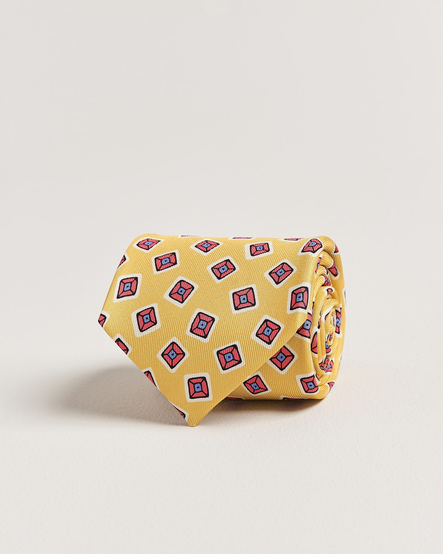 Herren | Drake's Square Diamond Heavy Twill Silk Tie Gold | Drake's | Square Diamond Heavy Twill Silk Tie Gold