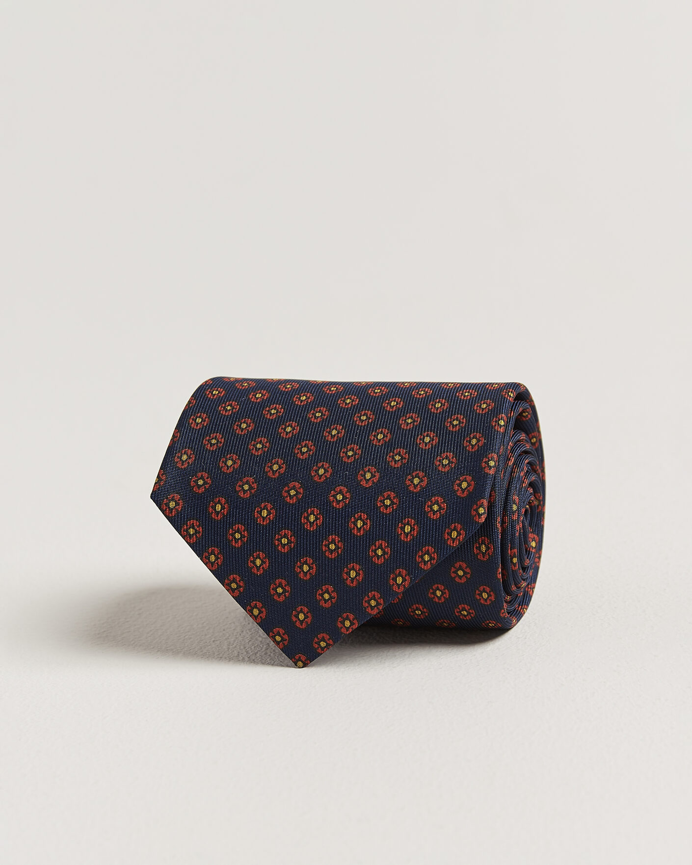 Herren | Krawatten | Drake's | Square Flowers Pattern Silk Tie Navy