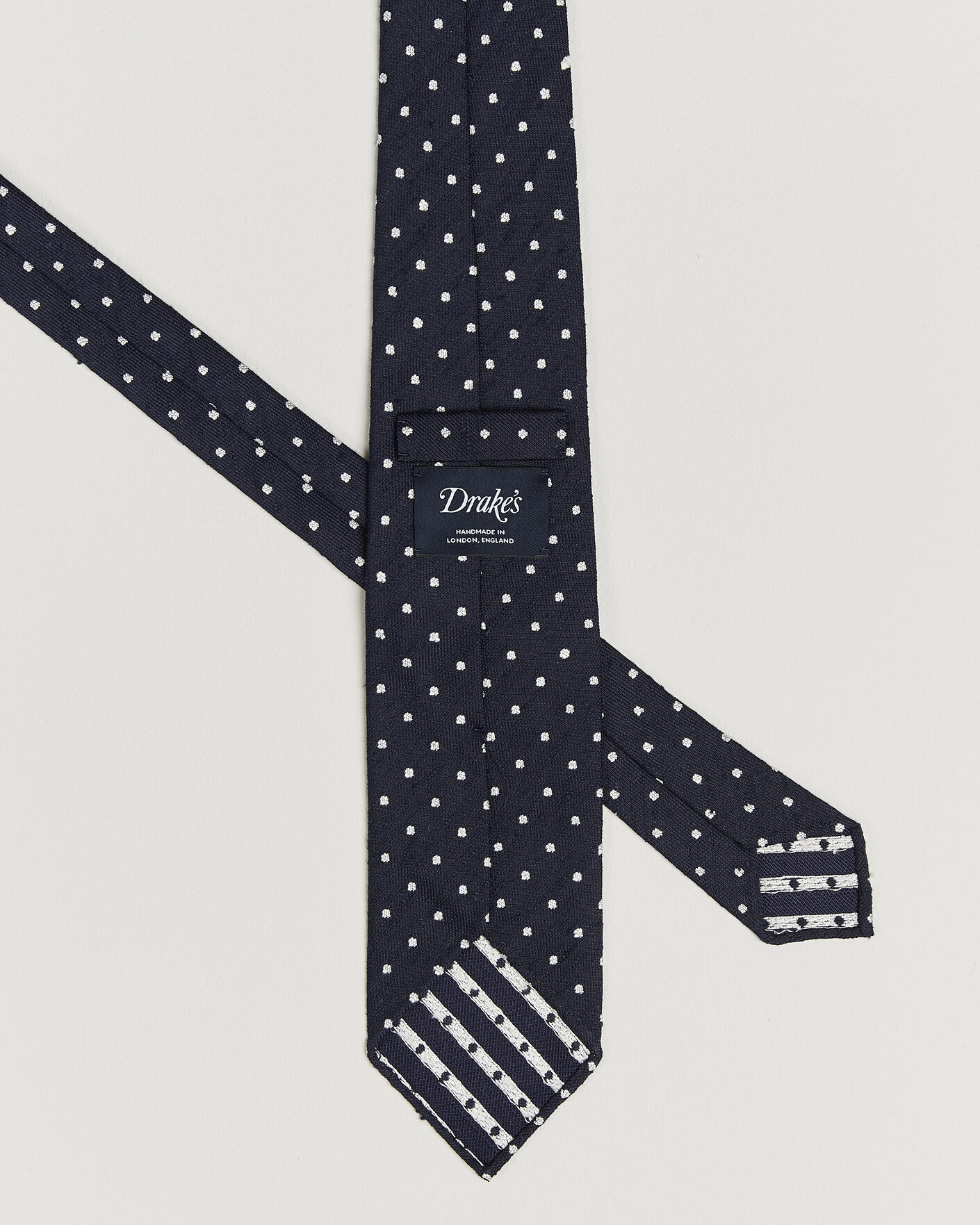Herren | Krawatten | Drake's | Smal Spot Pattern Shantung Silk Tie Navy