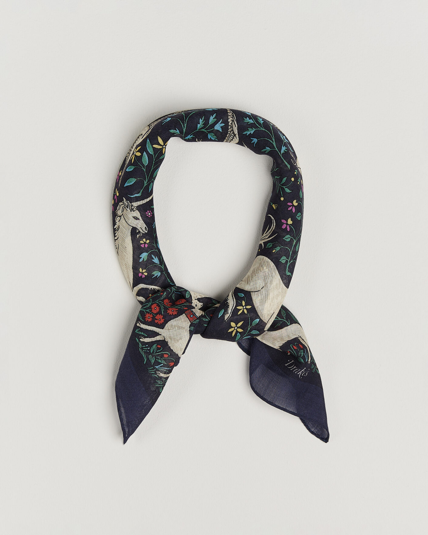 Herren | Tücher | Drake's | Unicorn Print Wool/Silk Bandana Navy