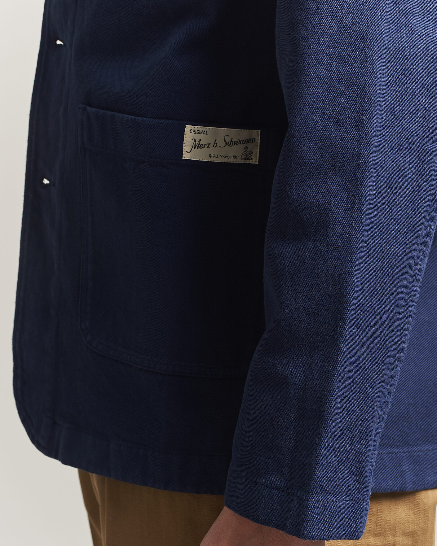 Herren | Hemden | Merz b. Schwanen | Worker Cotton Twill Overshirt Ink Blue