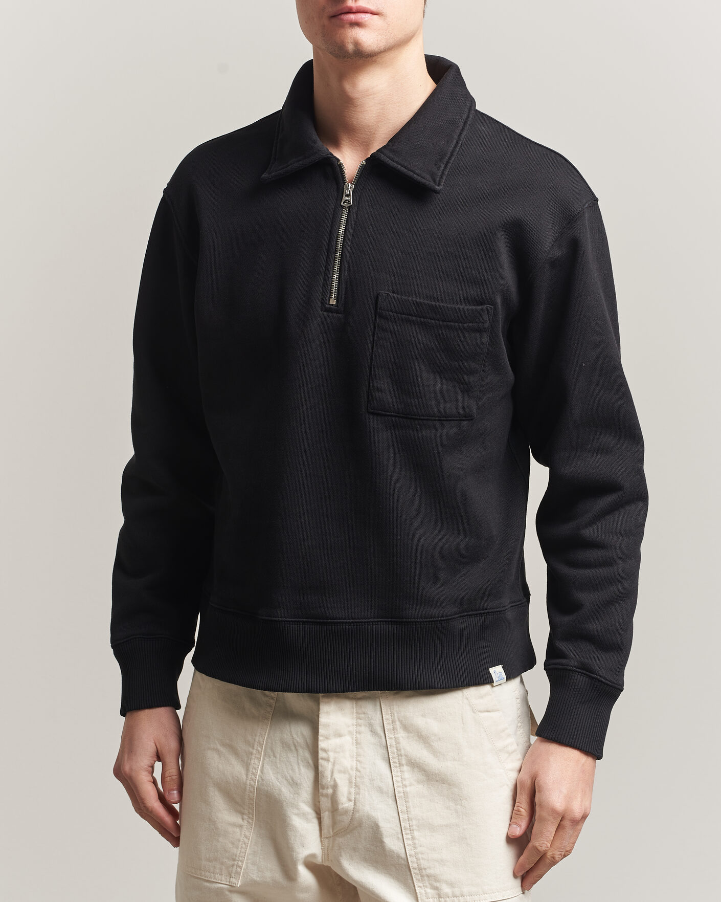 Herren | Pullover | Merz b. Schwanen | Classic Fit Authentic Fleece Half Zip Black