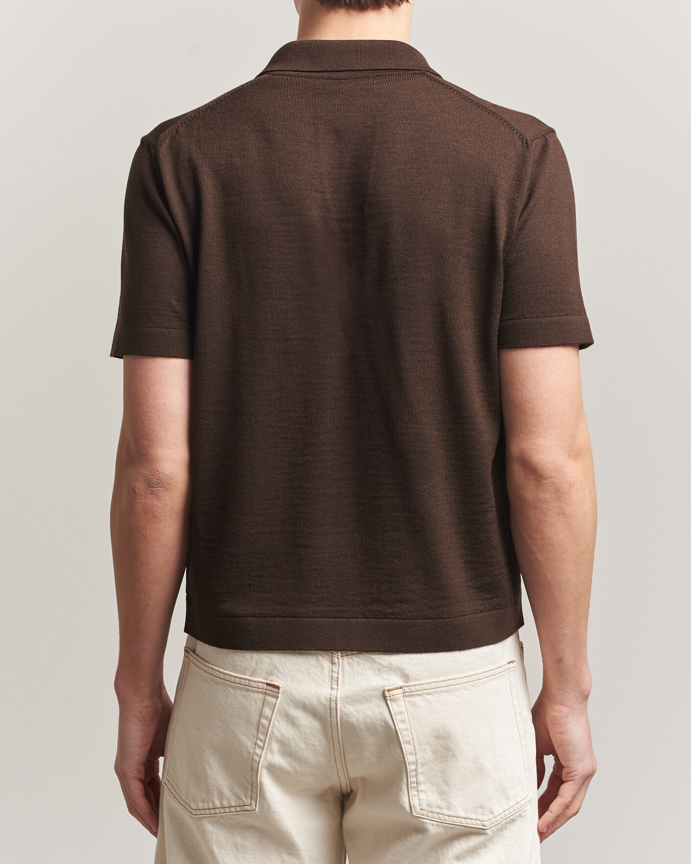Herren | Poloshirts | Merz b. Schwanen | Relaxed Fit Merino Knitted Polo Coffee
