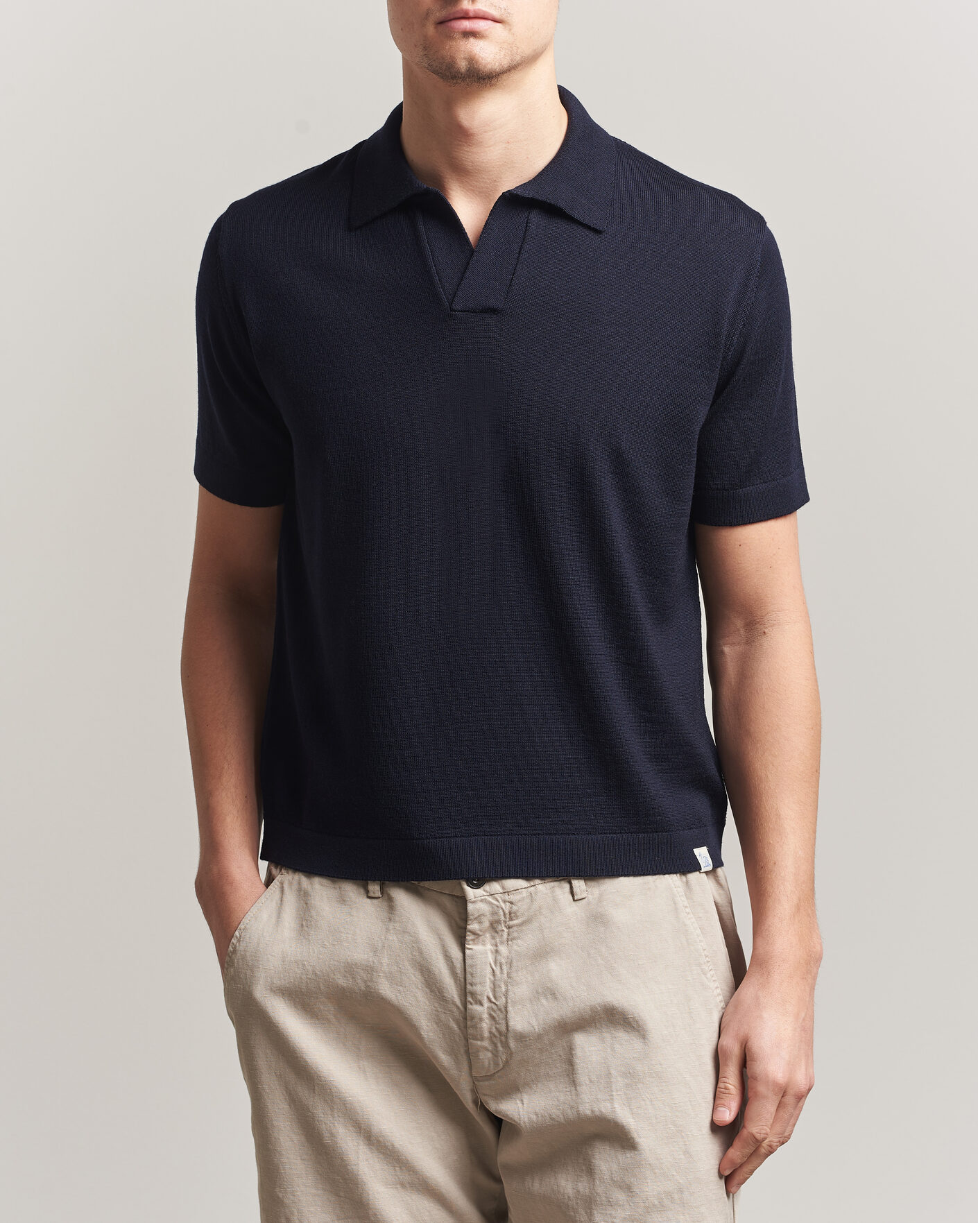 Herren | Poloshirts | Merz b. Schwanen | Relaxed Fit Merino Knitted Polo Dark Navy