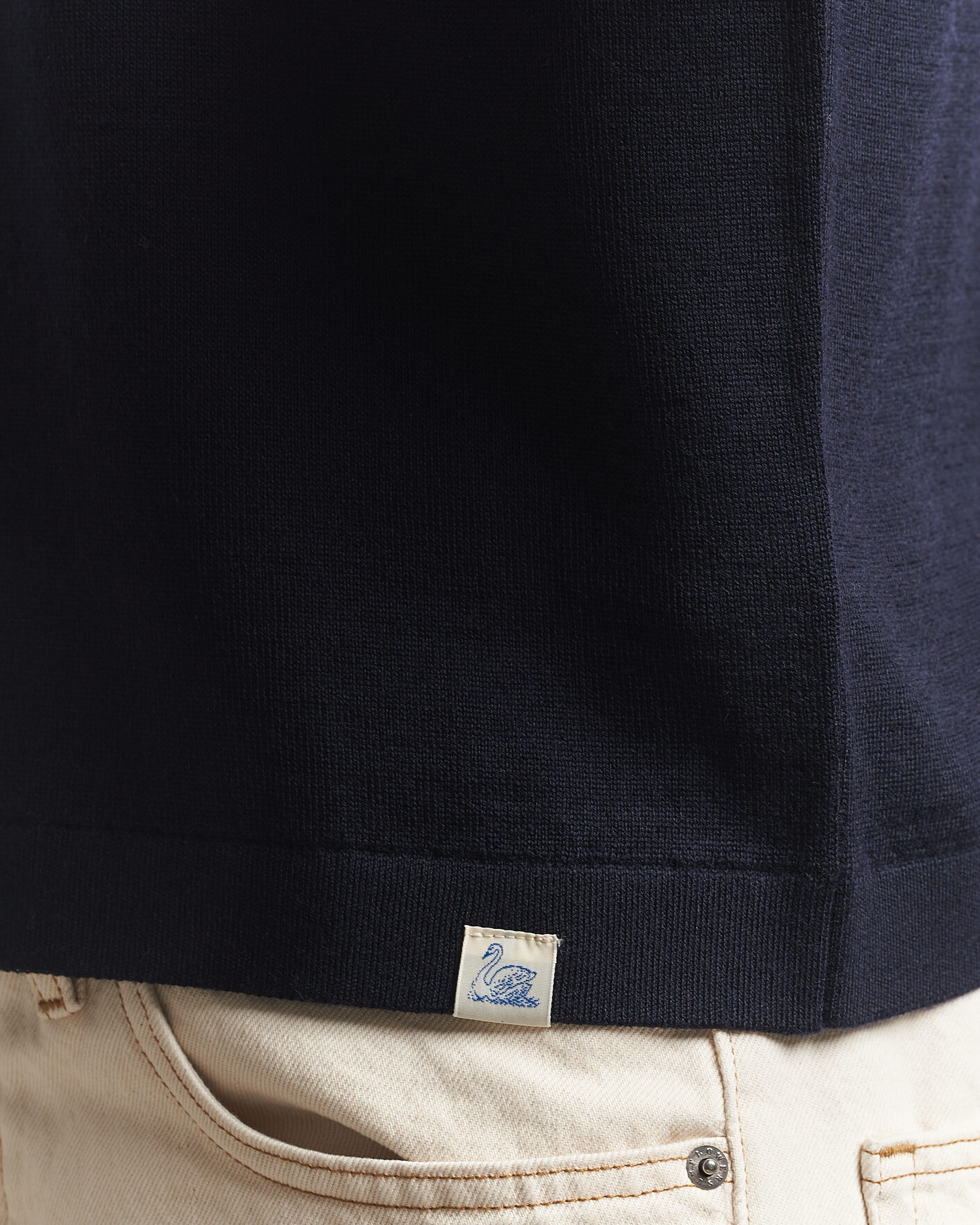 Herren | T-Shirts | Merz b. Schwanen | Relaxed Fit Merino Knitted T-Shirt Dark Navy