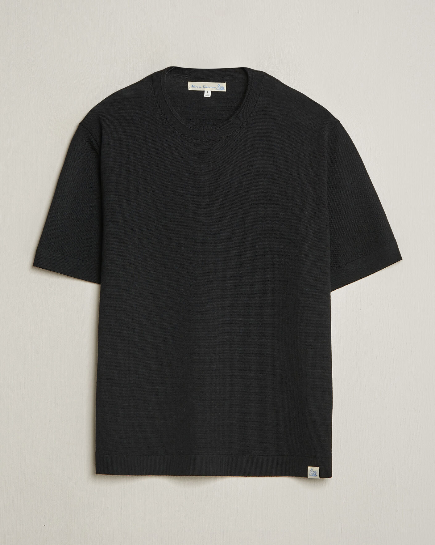 Herren | T-Shirts | Merz b. Schwanen | Relaxed Fit Merino Knitted T-Shirt Black