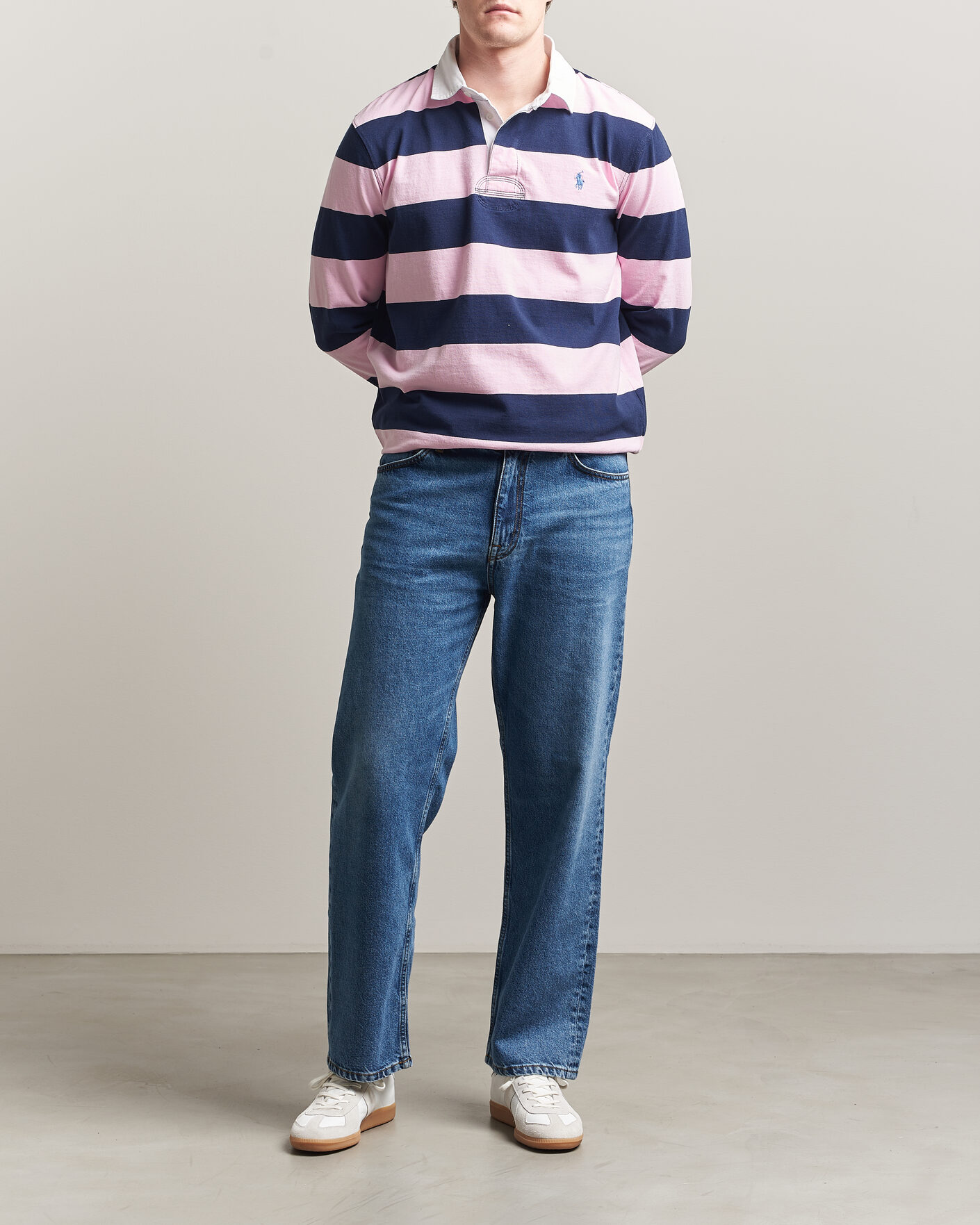 Herren | Pullover | Polo Ralph Lauren | Jersey Striped Rugger Carmel Pink/Newport Navy
