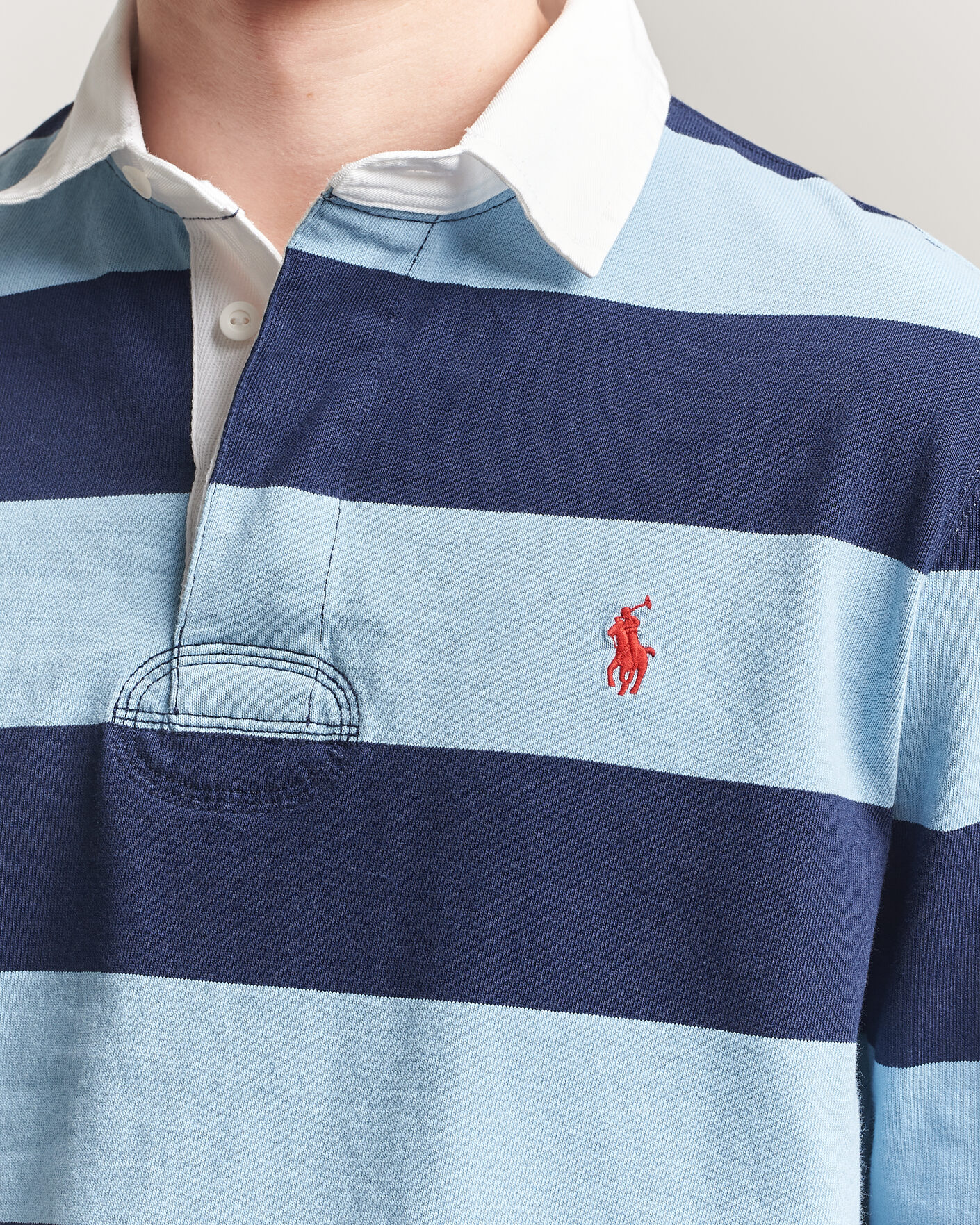 Herren | Pullover | Polo Ralph Lauren | Jersey Striped Rugger Powder Blue/Newport Navy