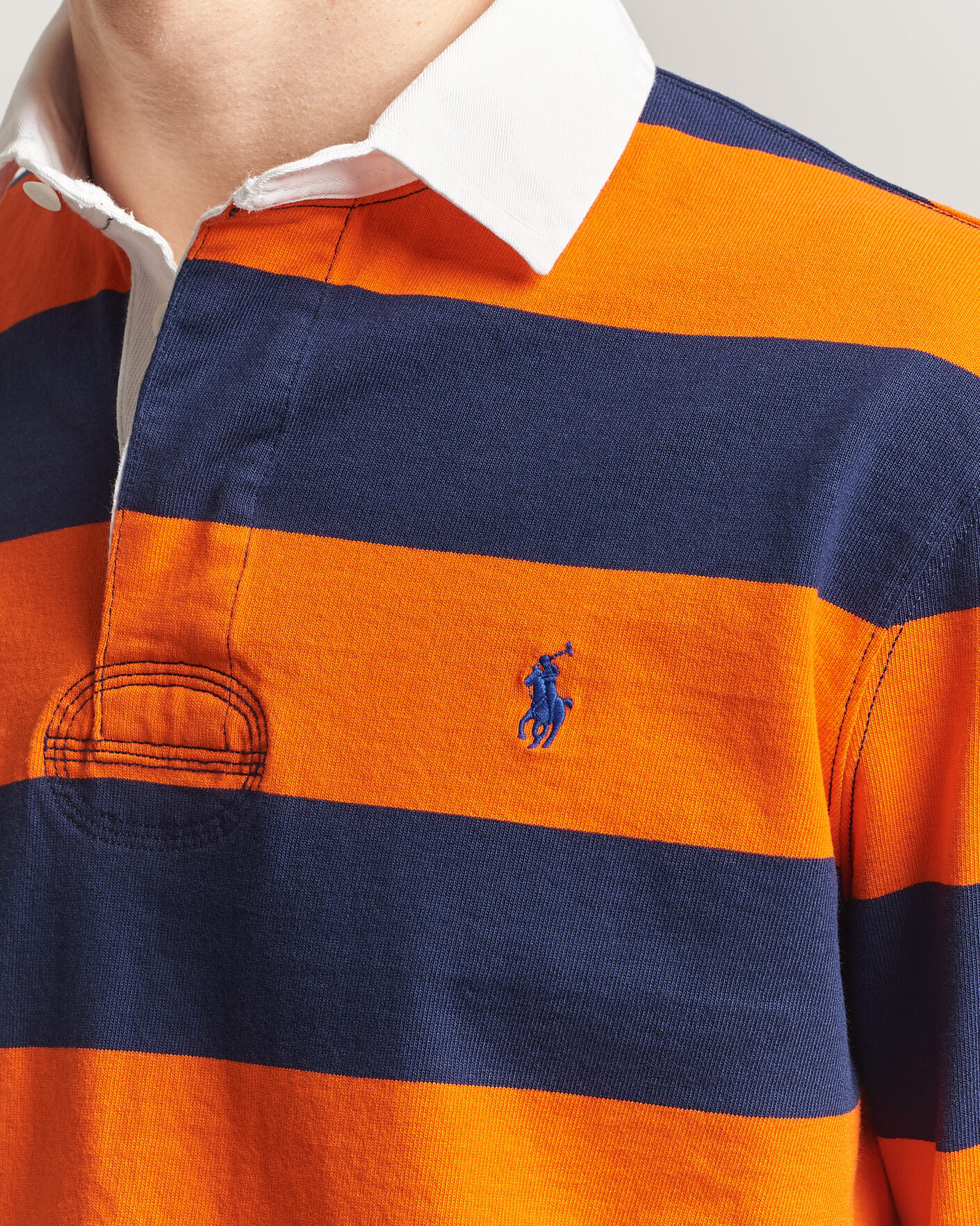 Herren | Pullover | Polo Ralph Lauren | Jersey Striped Rugger Sailing Orange/Newport Navy