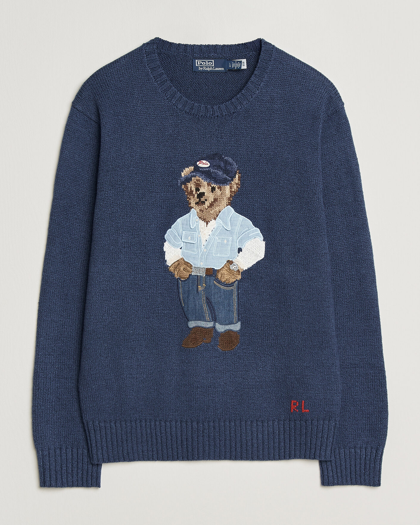 Herren | Pullover | Polo Ralph Lauren | Cotton Linen Bear Sweater Light Navy