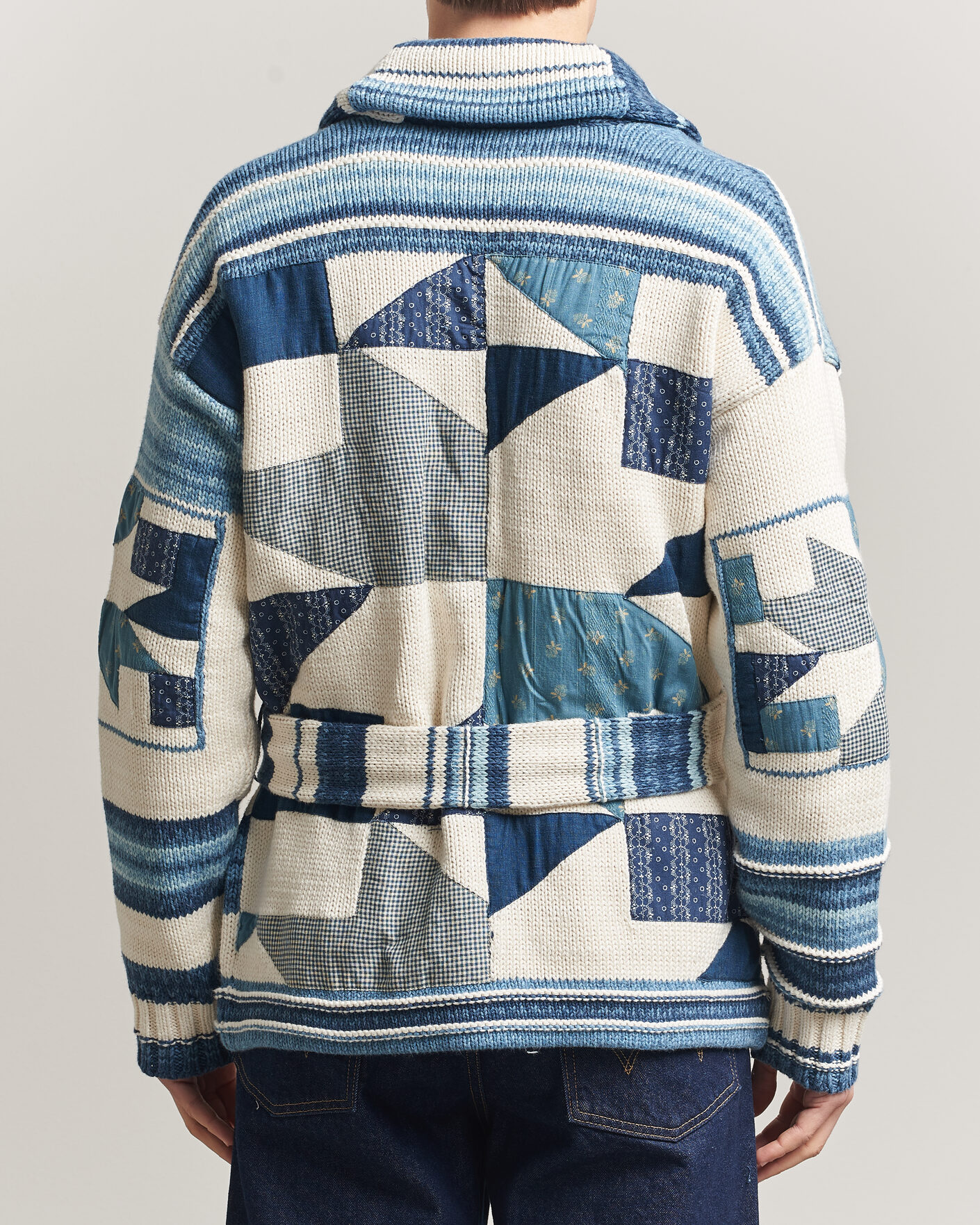 Herren | Pullover | Polo Ralph Lauren | Cotton Linen Cardigan Cream Blue Combo