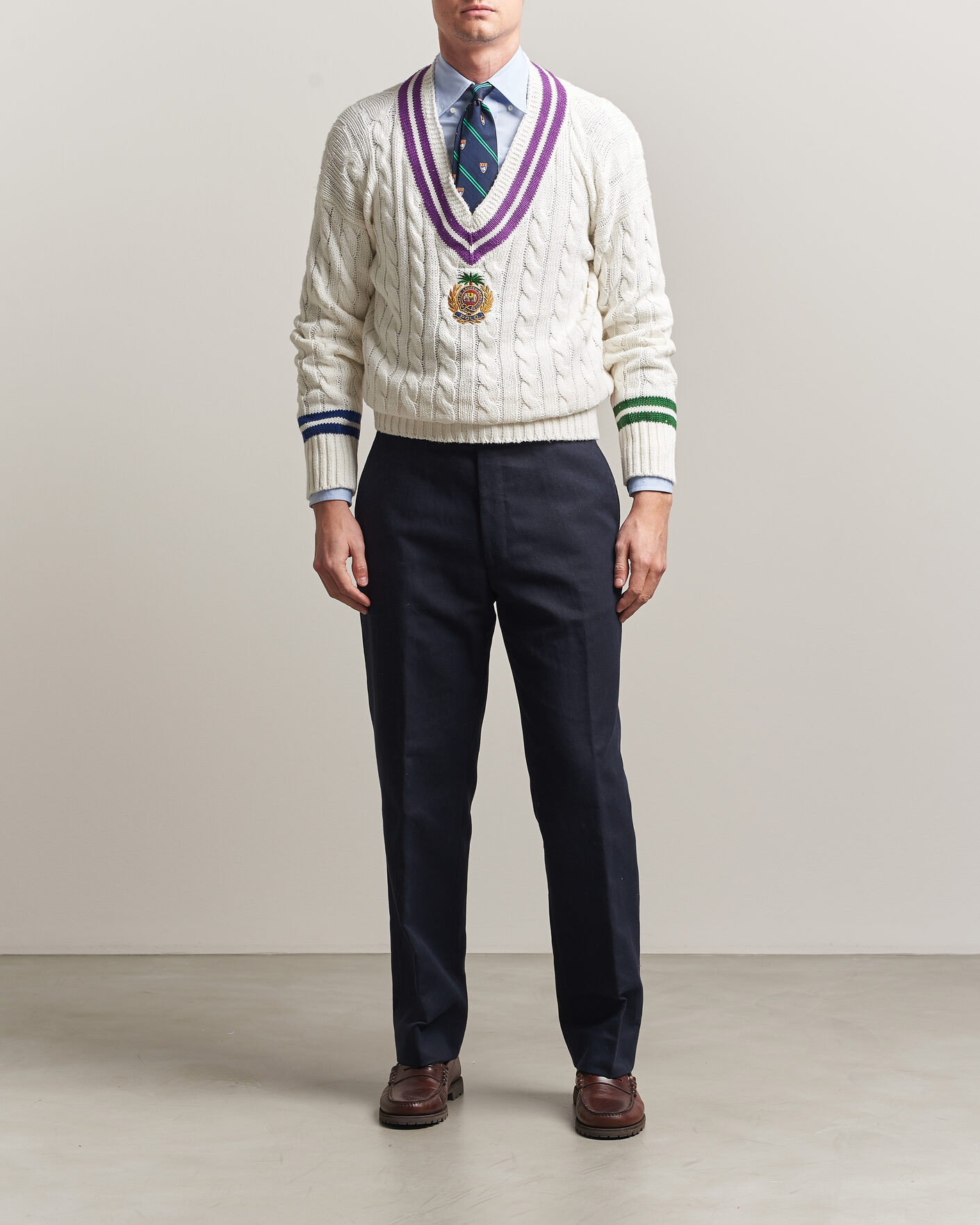 Herren | Pullover | Polo Ralph Lauren | Cotton Linen Blend Sweater Cream Combo