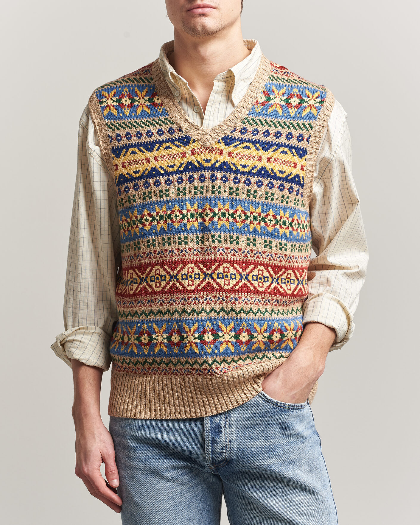 Herren | Pullover | Polo Ralph Lauren | Cotton Linen Blend Vest Tan Combo