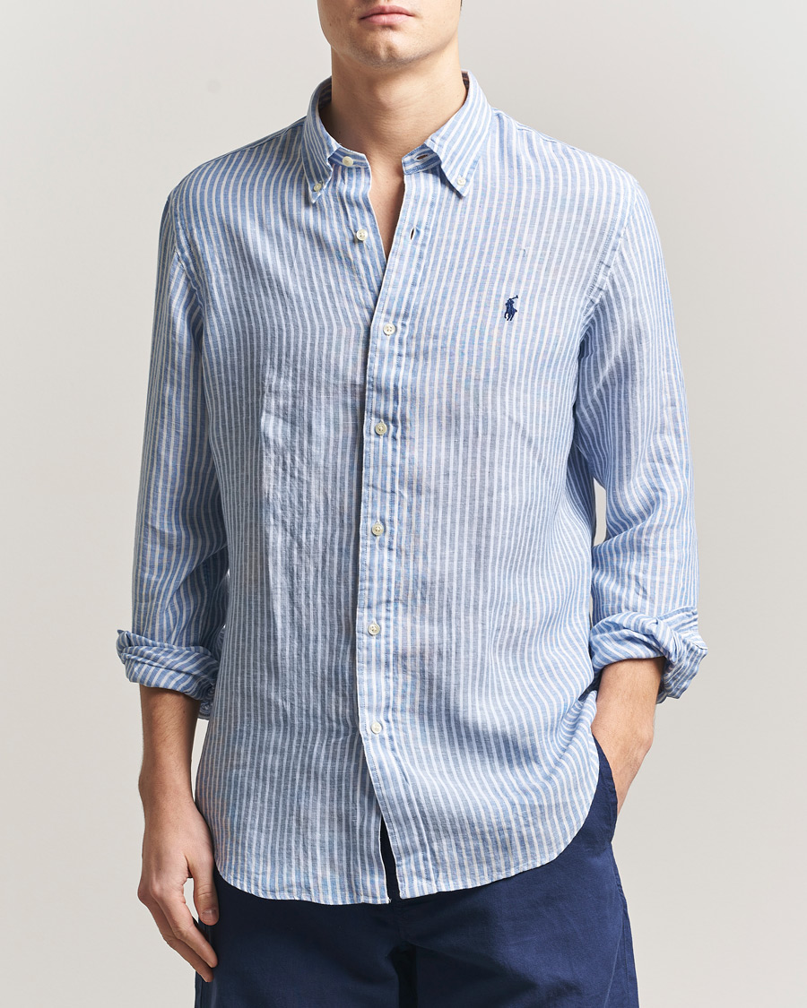 Herren | Hemden | Polo Ralph Lauren | Custom Fit Linen Shirt Blue/White