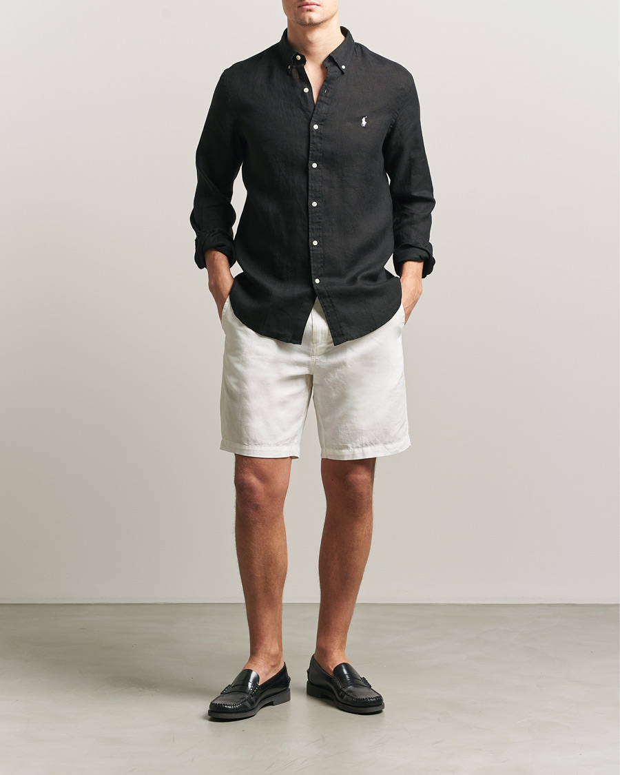 Herren | Hemden | Polo Ralph Lauren | Slim Fit Linen Shirt Polo Black