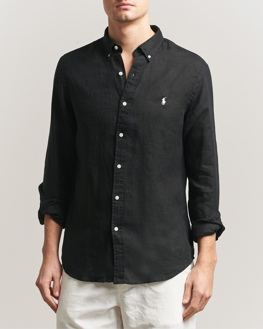 Herren | Hemden | Polo Ralph Lauren | Slim Fit Linen Shirt Polo Black