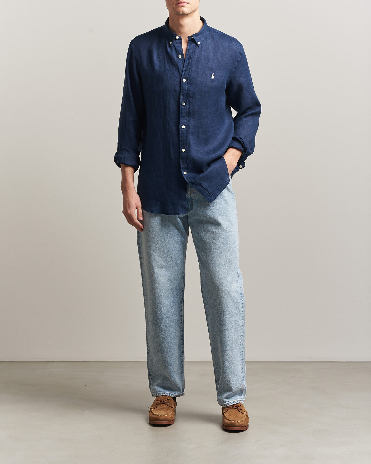 Herren | Hemden | Polo Ralph Lauren | Slim Fit Linen Shirt Newport Navy