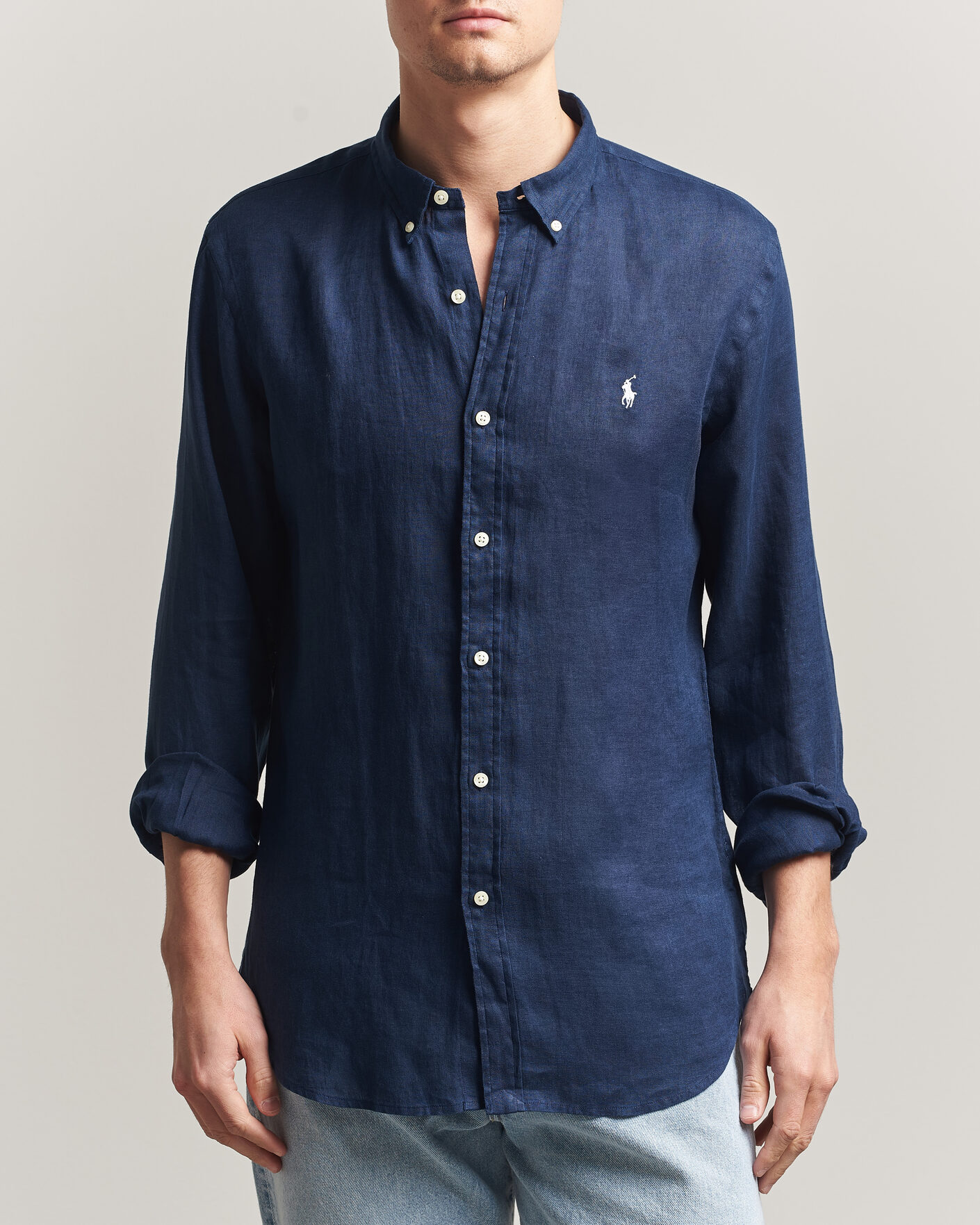 Herren | Hemden | Polo Ralph Lauren | Slim Fit Linen Shirt Newport Navy