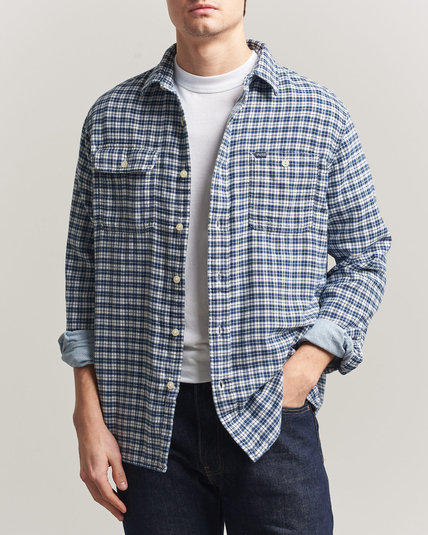 Herren | Hemden | Polo Ralph Lauren | Double Faced Oxford Shirt Dark Indigo Cream