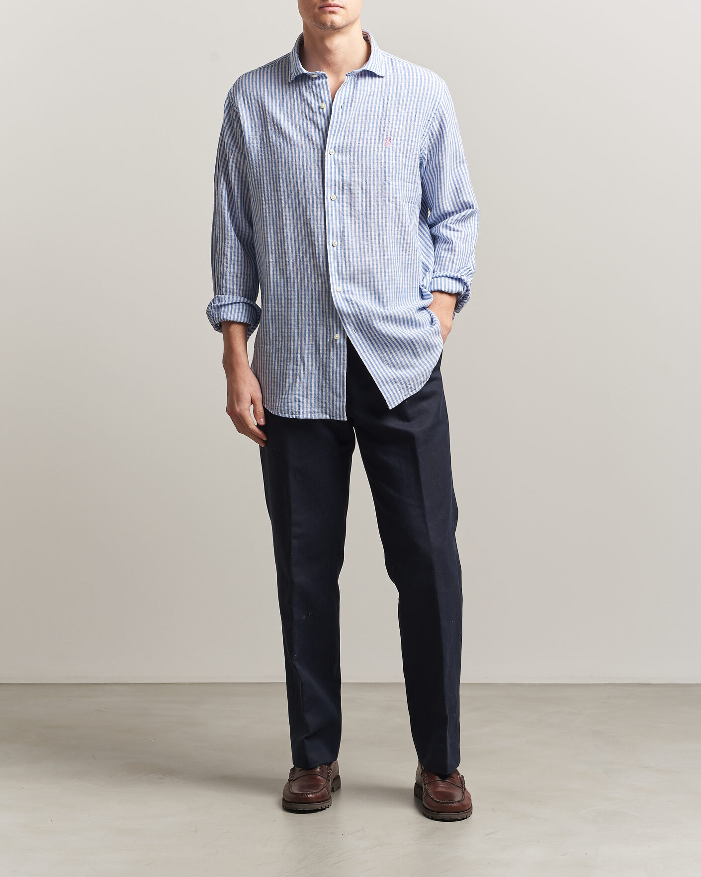 Herren | Hemden | Polo Ralph Lauren | Cotton/Linen Seersucker Shirt Blue/White